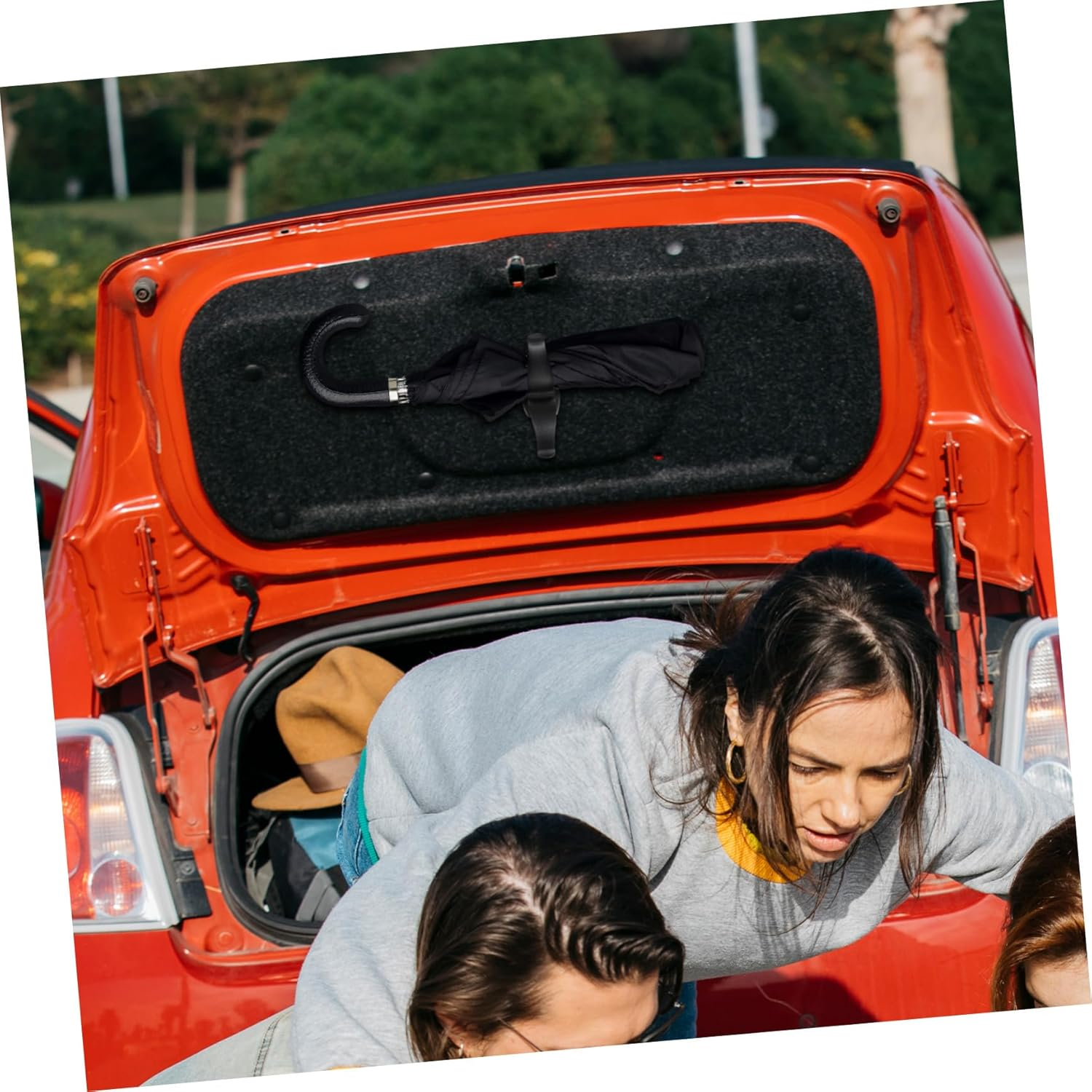 2 Pcs Car Umbrella Clip Rack Black Abs Plastic Screw Install Holder Hook Organizer for Trunk and Door Heavy Duty Multi-Function Car Accessories for Umbrella Fishing Rod Club image number 4