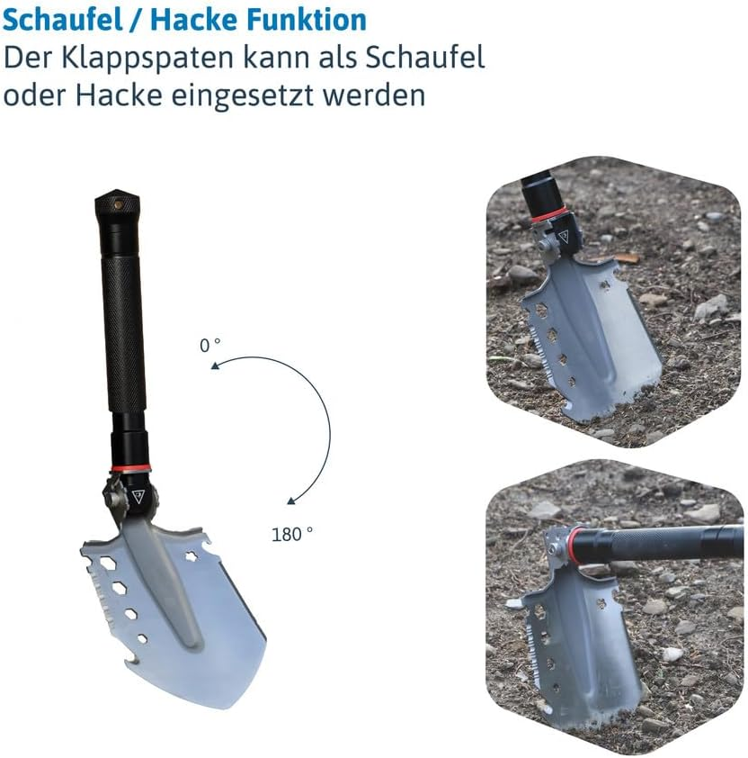 D&ouml;nges Multifunctional Folding Shovel Including 3 Lengths | Combination Shovel Made of Stainless Steel | Multi-Purpose Folding Shovel for Survival, Hiking, Camping | Survival Equipment with Camouflage image number 5