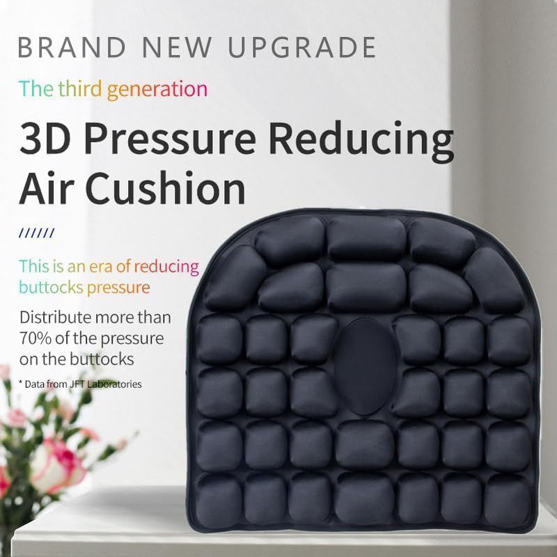 Self-Inflating Travel Cushion, 3D Air Cell Comfortable Travel Air Seat,Self-Inflatable Portable Airplane Seat Cushion for Car, Office Chair, Wheelchair image number 6