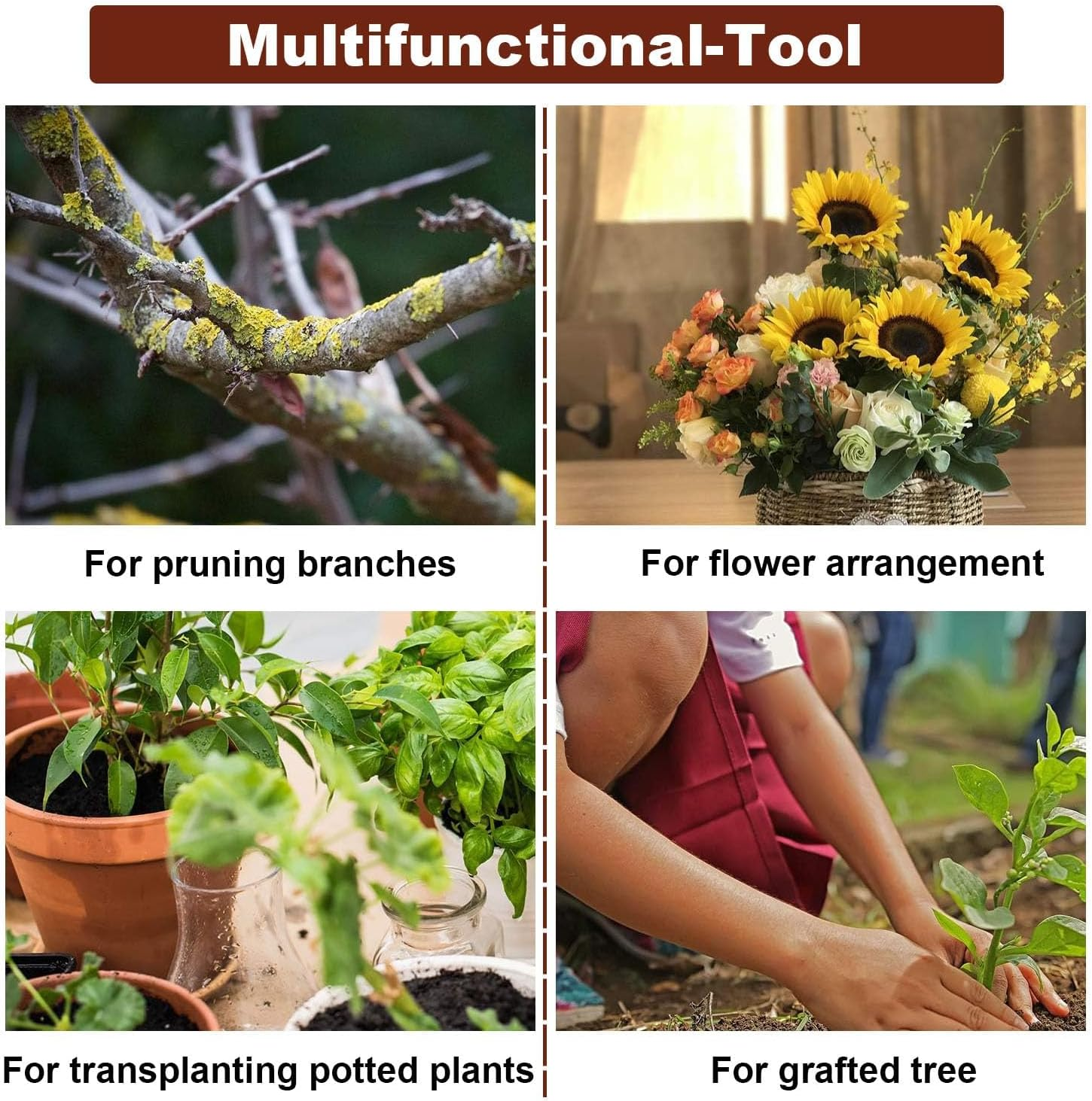 Double-Blades Grafting/Gardening Knife, with 2 Plants Repair Tapes for Floral Fruit Tree,Flexible Grafting Kit image number 3