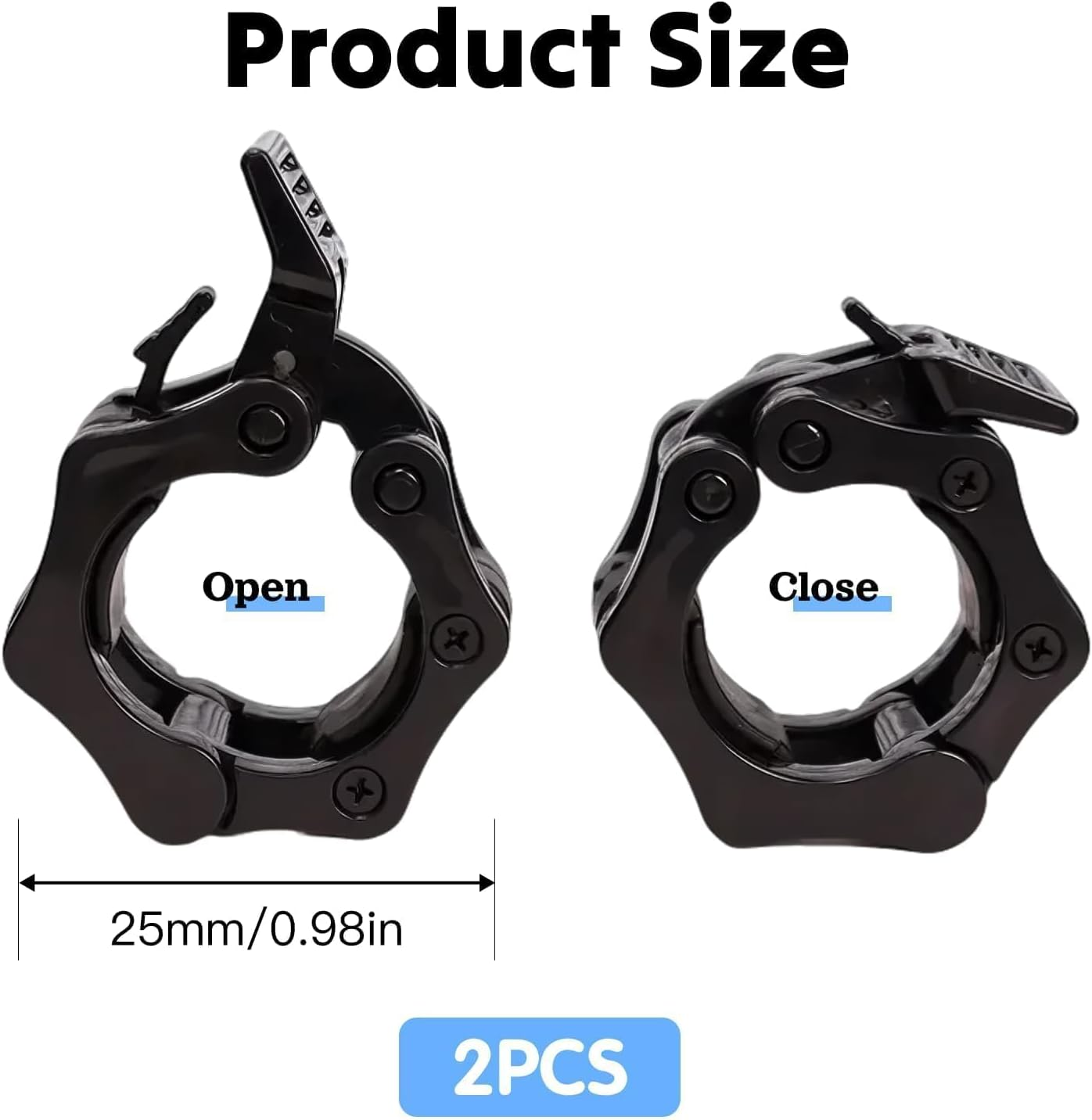 2 Pcs Premium Snap Clamp Set, Quick Release 1 Inch Barbell Clamps for Standard and Olympic Bars, Durable Carbon Barbell Clips for Weightlifting and Fitness Training image number 5