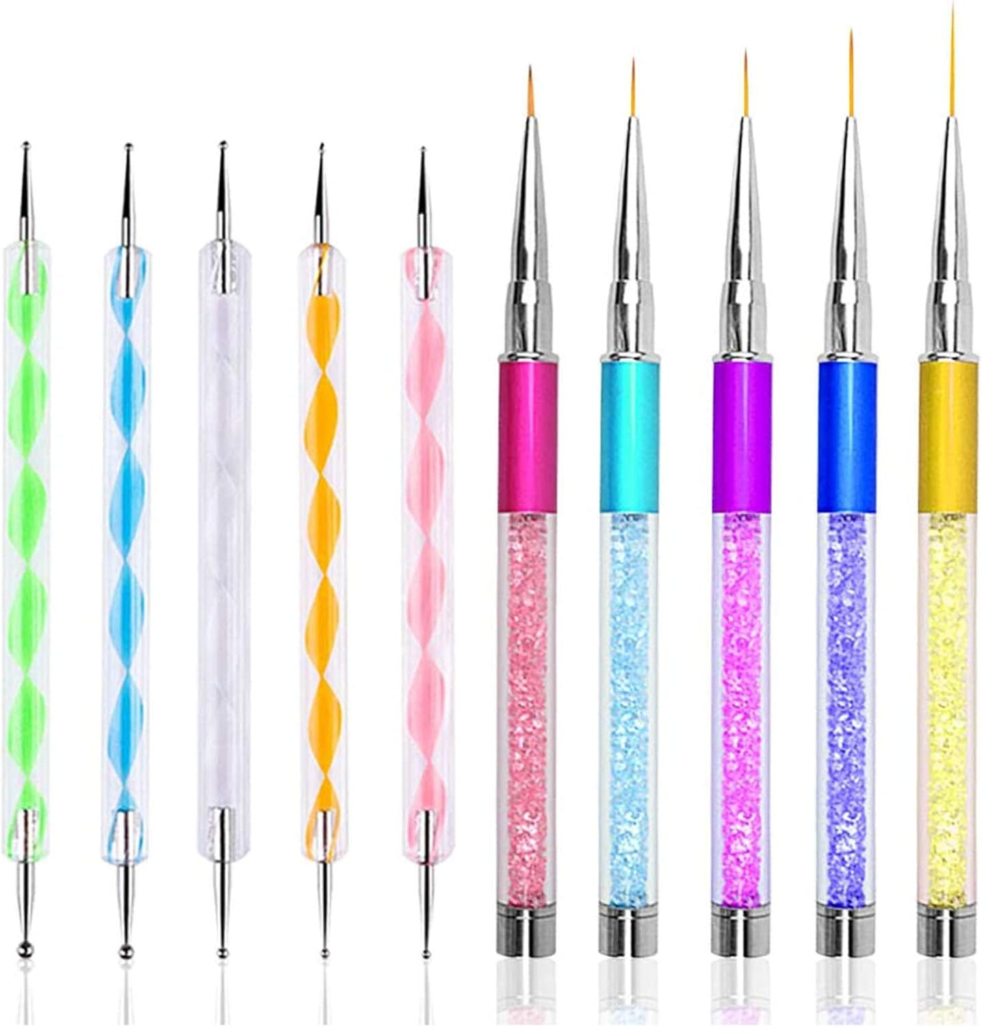 5 Pcs Nail Art Liner Brushes 5 Pcs Dotting Pen Tools Nails Arts Tools Brush Set image number 4