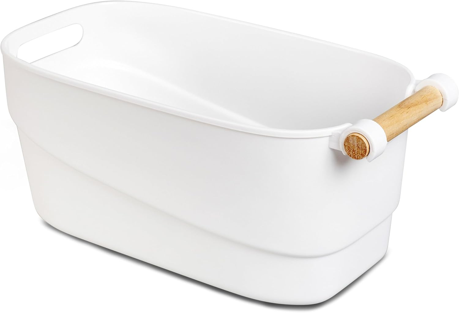 Under Sink Storage Set &ndash; 2 Tier Drawer with Adjustable Dividers, 25Cm Lazy Susan, White Storage Tubs with Wooden Handles &ndash; Space-Saving Organiser for Kitchen, Bathroom & Laundry image number 5