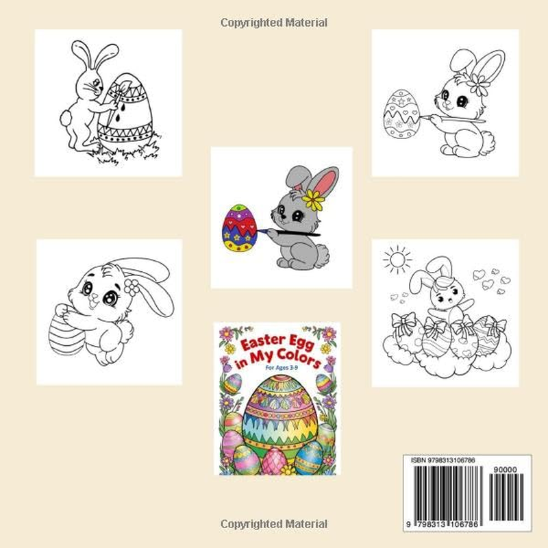 Happy Bunny and Festive Egg: Cute and Simple Easter Coloring Book for Kids Age 3-8 image number 1