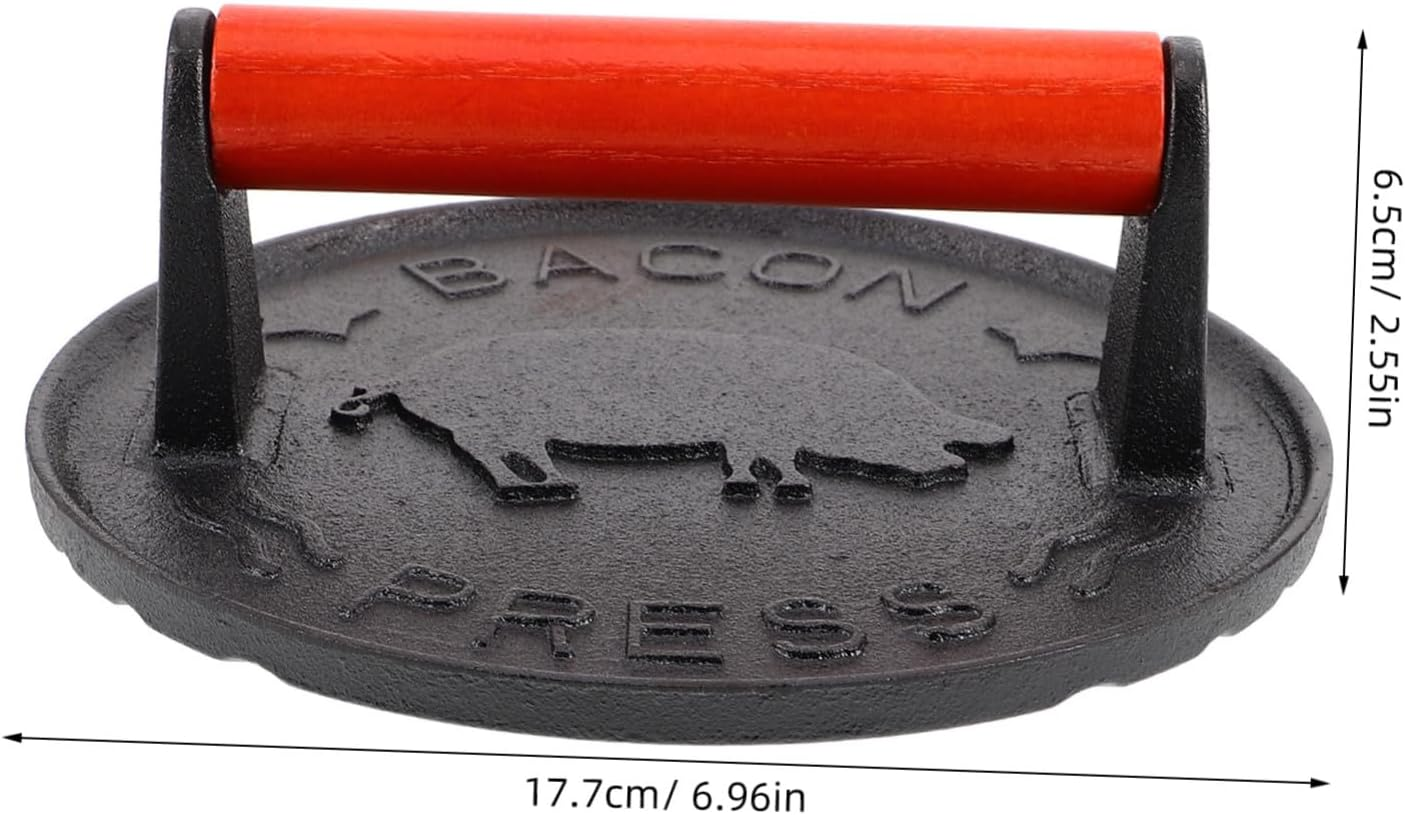 DECHOUS Cast Iron Grill Press with Wooden Handle Nonstick Hamburger Smasher for Griddle Frying Pan and Grill Use Manual Meat Press Kitchen Gadget for Indoor Outdoor BBQ Cooking image number 6
