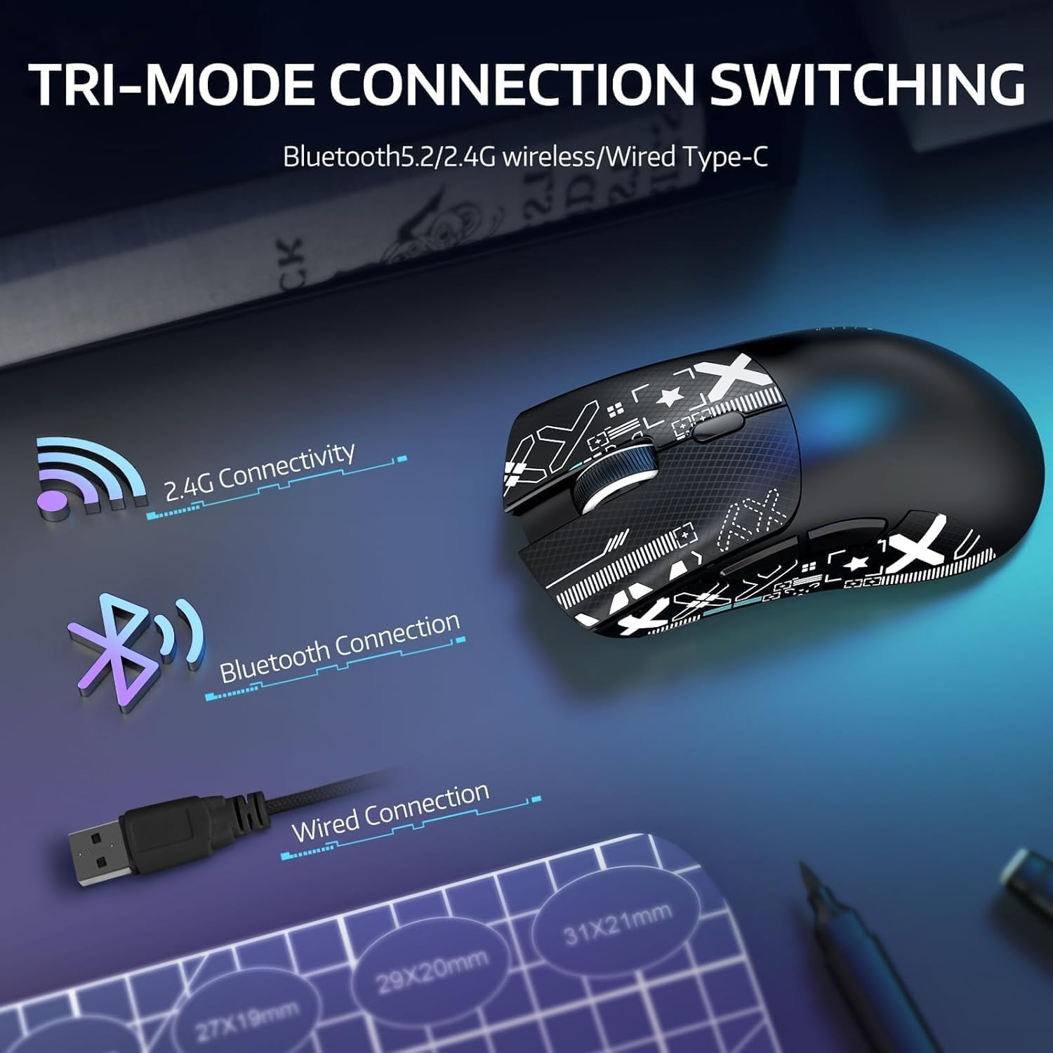 Attack Shark X68 HE Gaming Keyboard & R1 Mouse Combo,8Khz Magnetic Switch Keyboard, 16.8M RGB, Custom Actuation, 55G Ultra-Light Mouse with 18,000 DPI & Tri-Mode Connectivity for Esport Gamer-Black image number 6