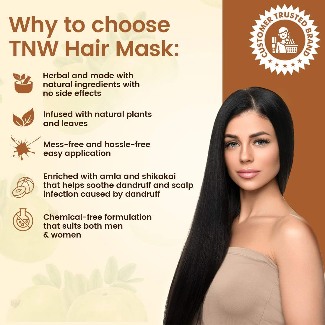 TNW-THE NATURAL WASH Hair Mask with Goodness of Brahmi, Bhringraj, Amla & Shikakai for Dry and Damaged Hair Provides Deep Conditioning & Hydration for Healthier Looking Hair 200 Ml image number 5