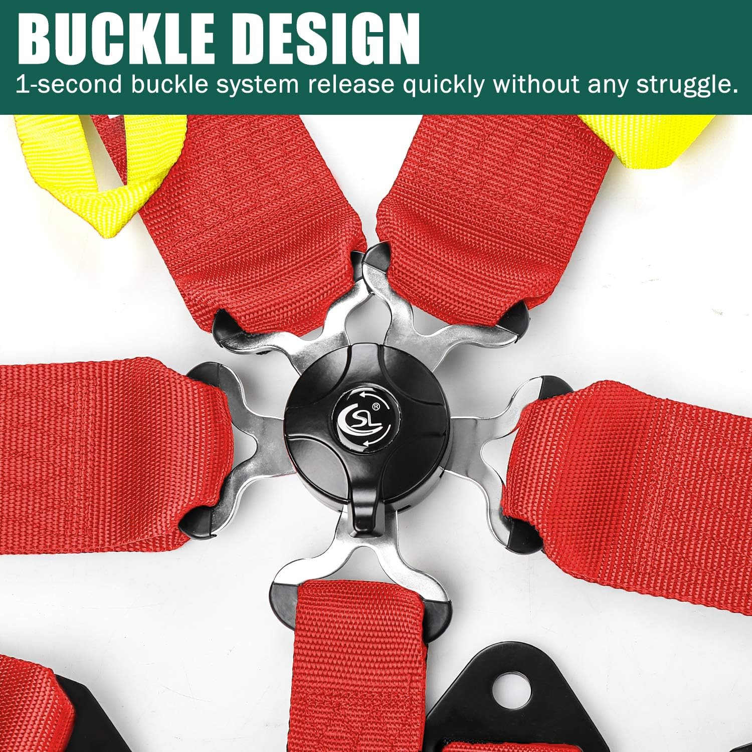 BESTZHEYU 5-Point Racing Safety Harness Set with Ultra Comfort Heavy Duty Shoulder Pads image number 5