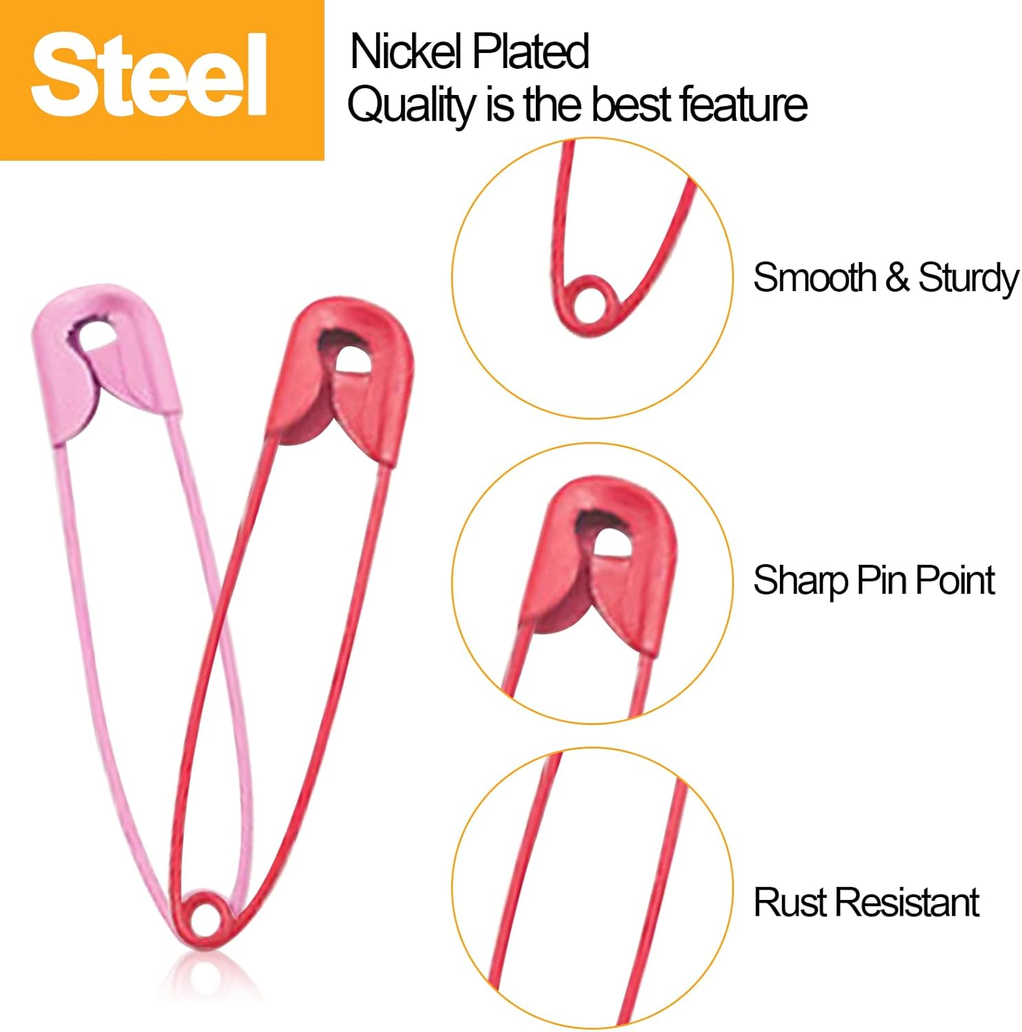 130 Colored Mini Metal Safety Pins with Storage Box, 4 Sizes (28Mm, 32Mm, 38Mm, 45Mm) for Art, Craft, Sewing, Jewelry Making, Dressmaking image number 3