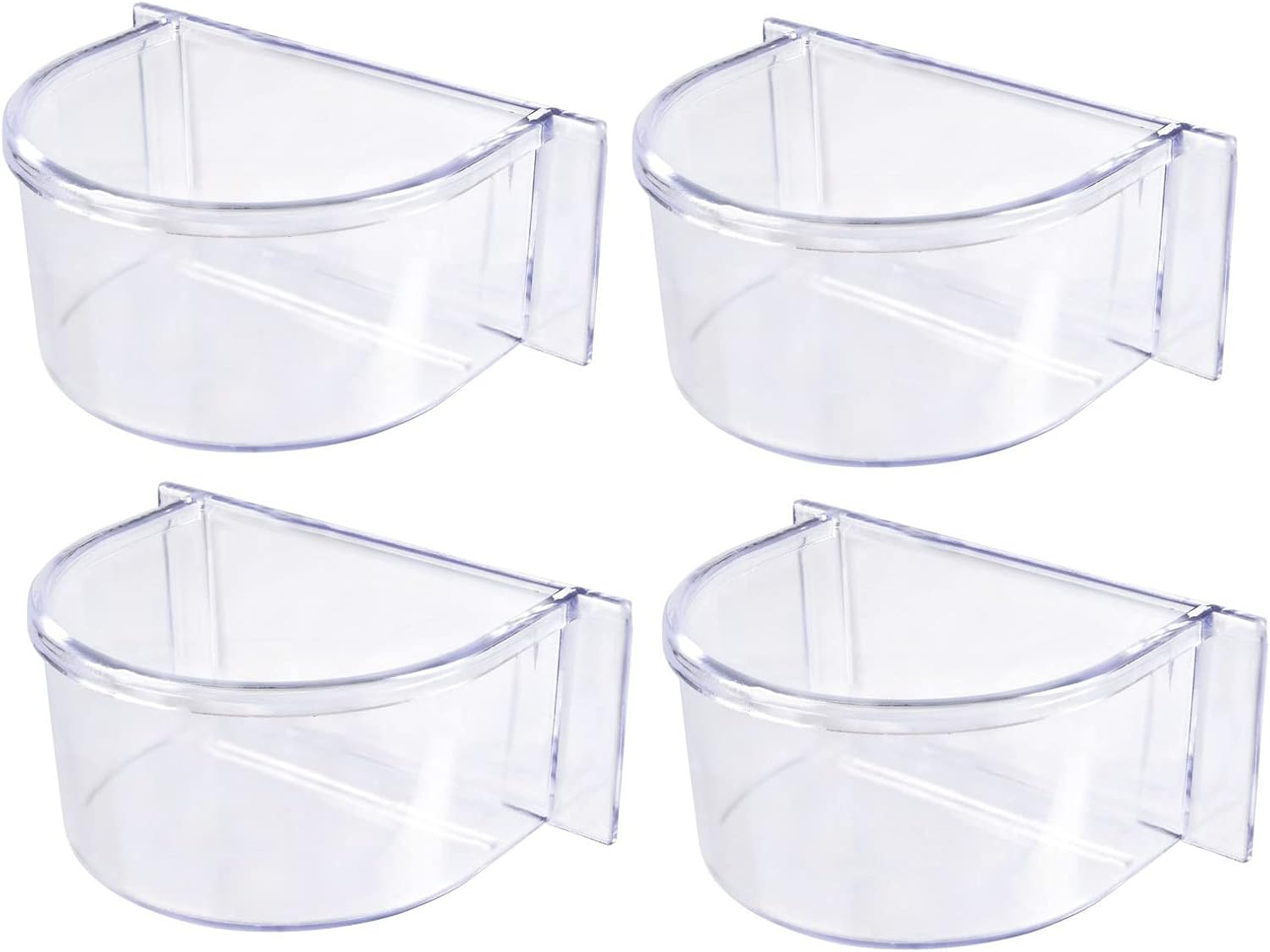 Lot of 4 Bird Cage Clear Plastic Seed Water Feeder Cups image number 3