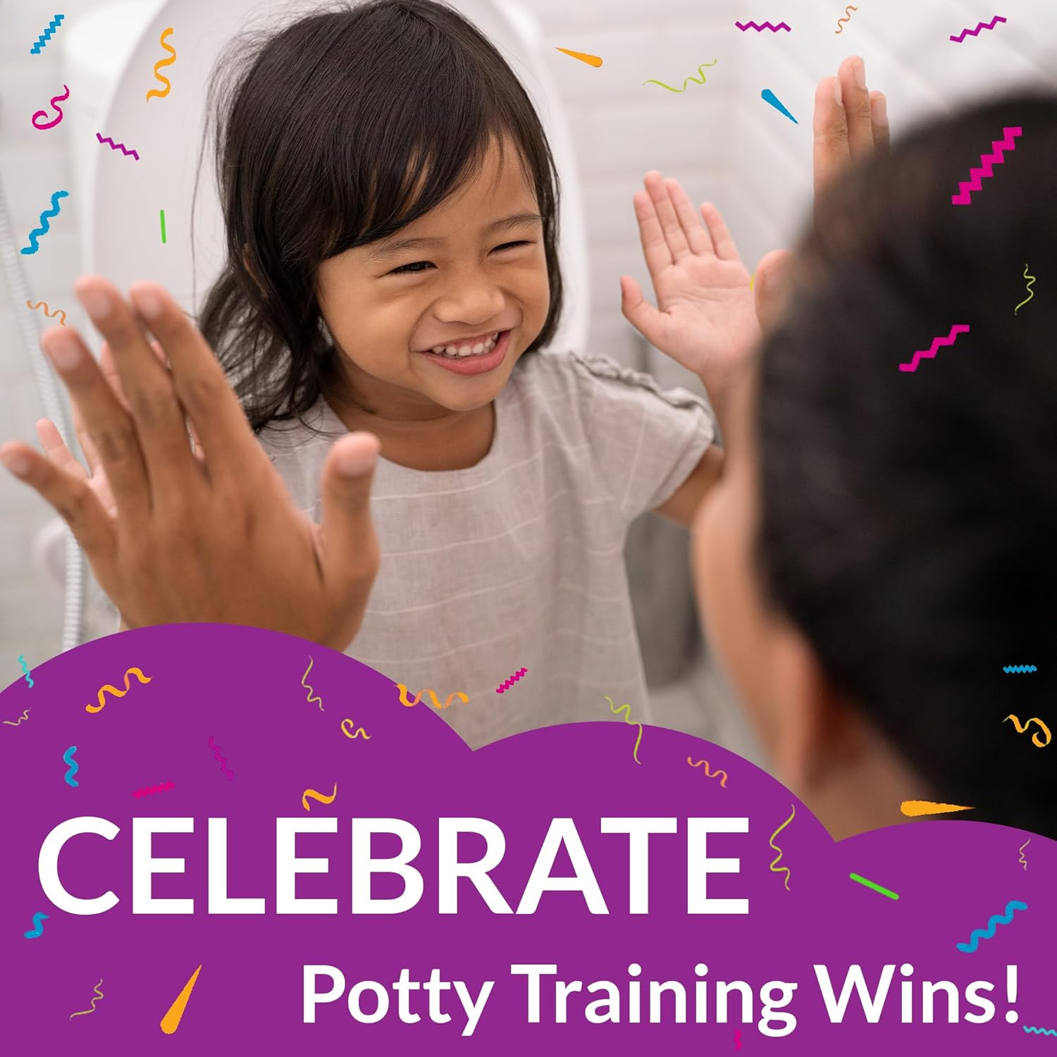 Little2Big 1881SLOW 000 Toilet Seat with Built-In Potty Training Seat, Slow-Close, and Will Never Loosen, Elongated, White image number 3