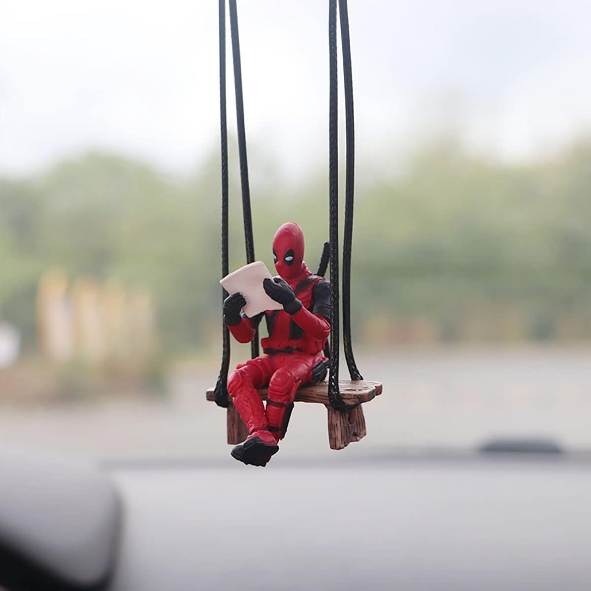Funny Anime Car Mirror Hanging Accessories Car Pendant Reading Deadpol Ornaments Auto Rearview Mirror Decoration Car Accessories Car Interior Decor