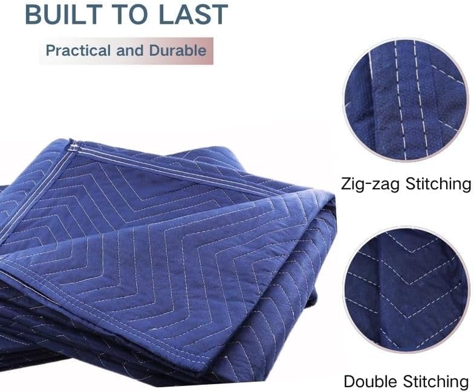 2 Pack Moving Blankets 40"X 72" Heavy Duty Packing Blankets for Moving Shipping Thick Furniture Wrapping for Moving Supplies Professional Quilted Shipping Blankets, 182 X 101CM image number 3