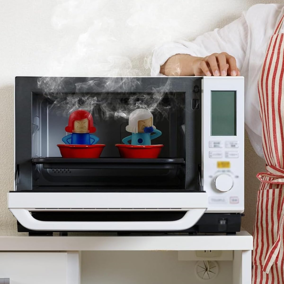 AIMALL 2PCS Angry Mom Microwave Cleaner, Cool Refrigerator Freshener, Creative Kitchen Gadget, Odor Eliminator, Effortless Cleaning Tool, 5.5 Inch Height, Non-Toxic image number 1