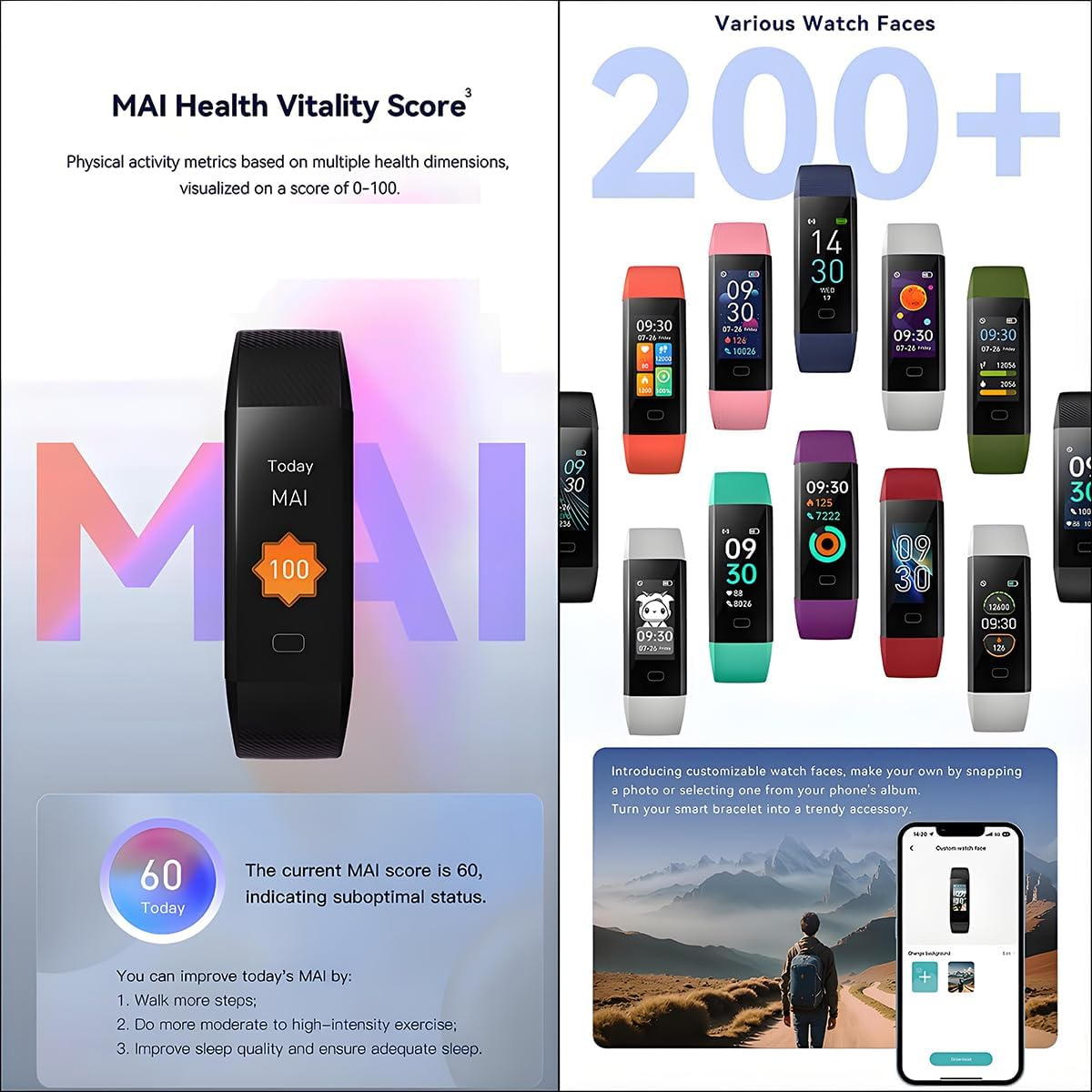 Fitness Tracker Sport Bracelet Smart Watch Activity Tracker Waterproof Fitness Band Wristbands for Sports image number 3