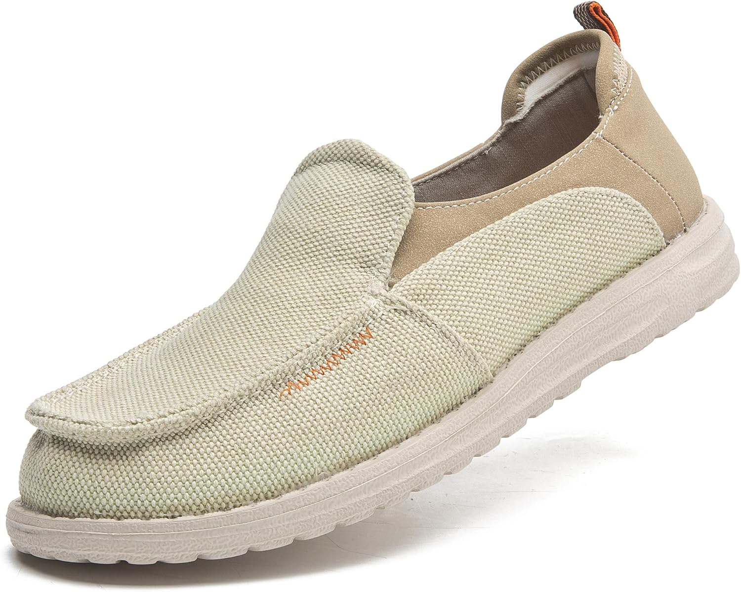 CLOWSE Men'S Casual Slip-On Loafers Deck Shoes Hands Free Canvas Wide Shoes Comfortable Stretch Walking Shoes