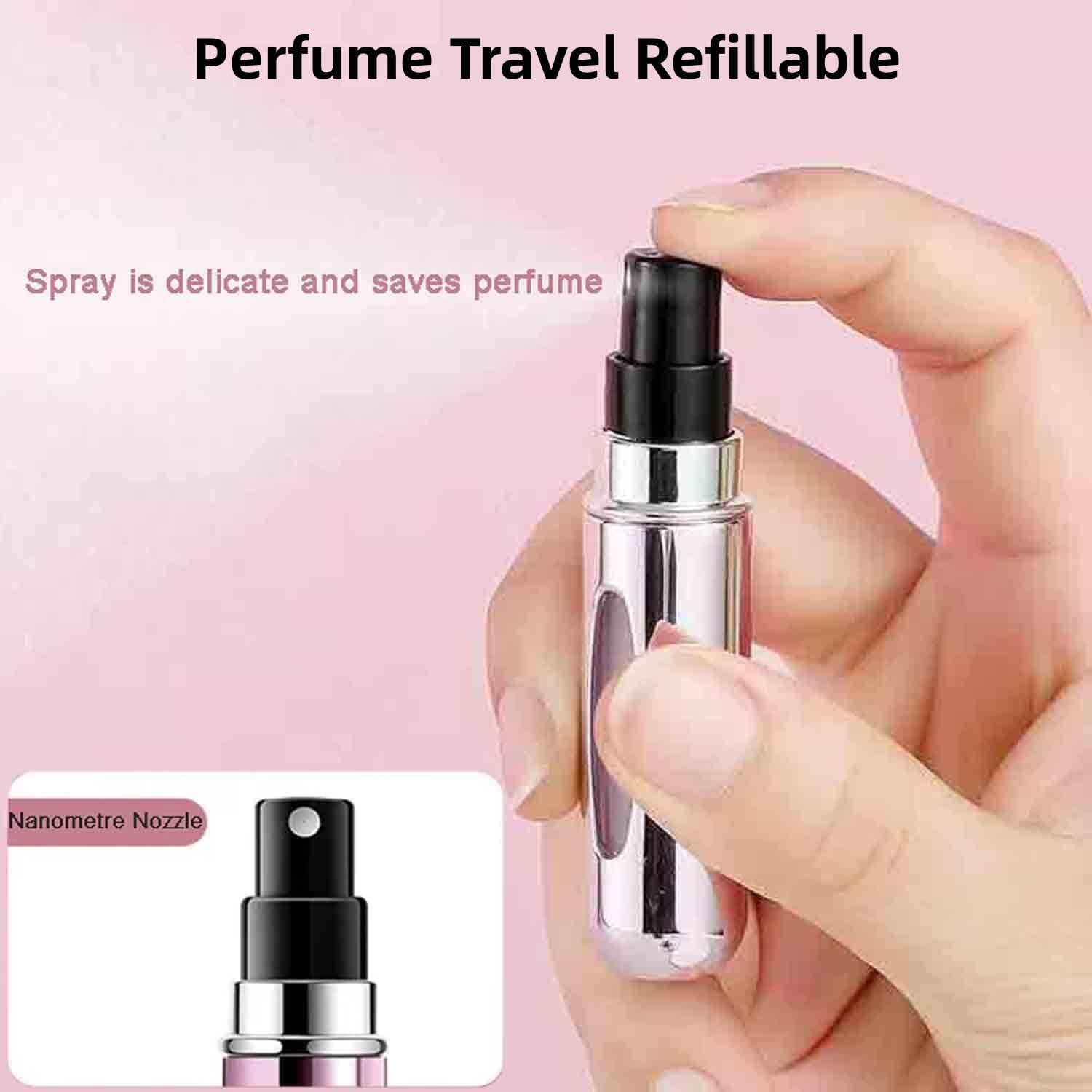 Portable Mini Refillable Perfume Atomizer Bottle, Travel Size Refillable Perfume Refill Bottle - Perfume Atomizer Refillables, Scent Pump Case, Small Perfume Spray 6 Pcs Pack of 5 Ml