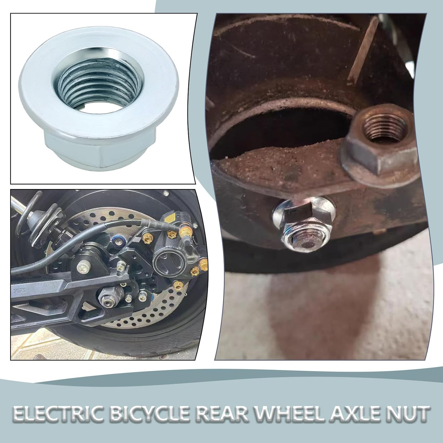 YINETTECH 1Pc M12 Electric Bikes Electric Vehicles Rear Wheel Axle Spindle Metal Nut Rear Wheel Nut Compatible with Sur-Ron Light Bee Silver