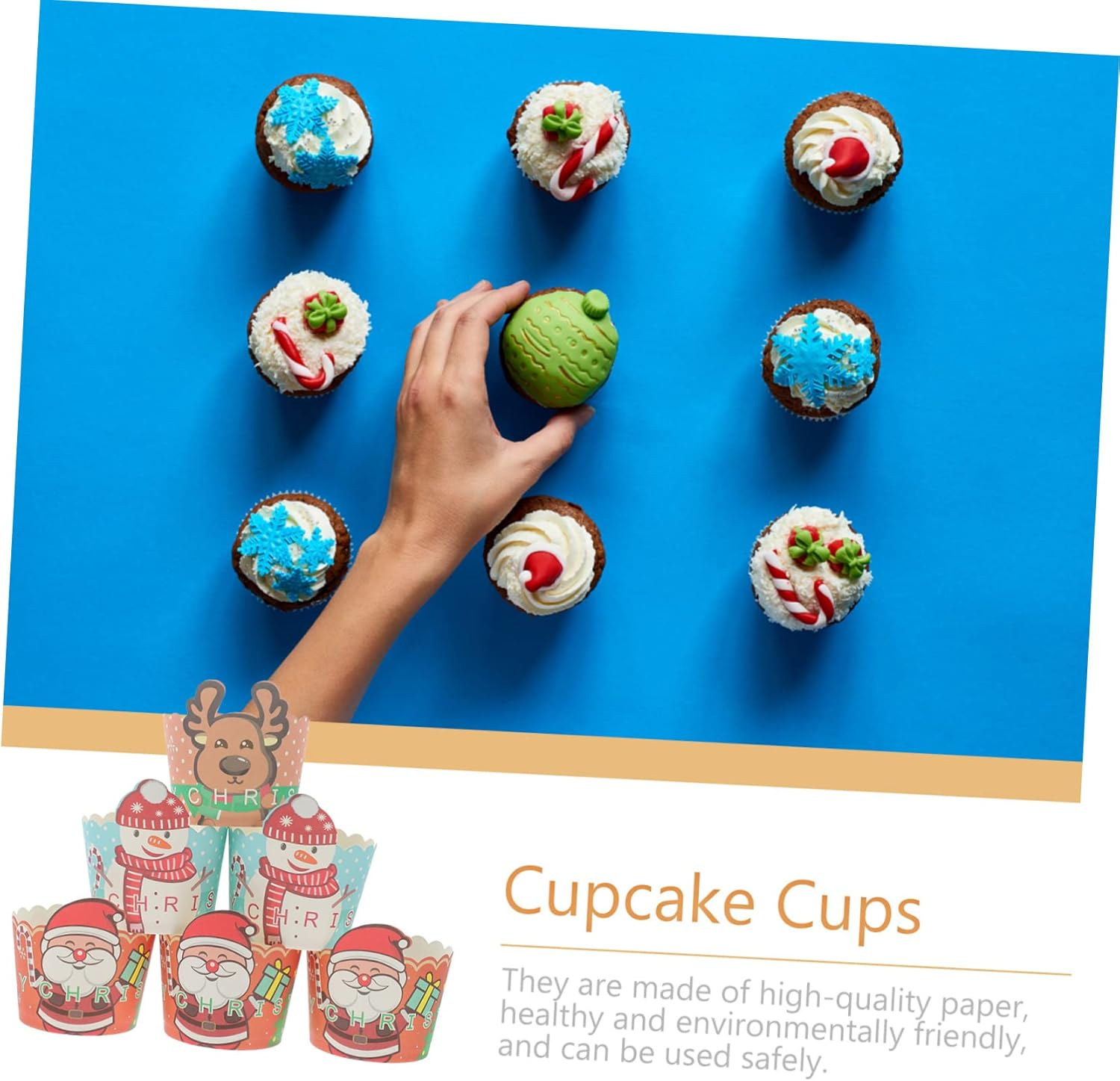 KOMBIUDA 150Pcs Christmas Cake Cups Heat-Resistant Muffin Cups for Baking Decorative Cake Holders for Holiday Parties and Celebrations Random Color image number 5