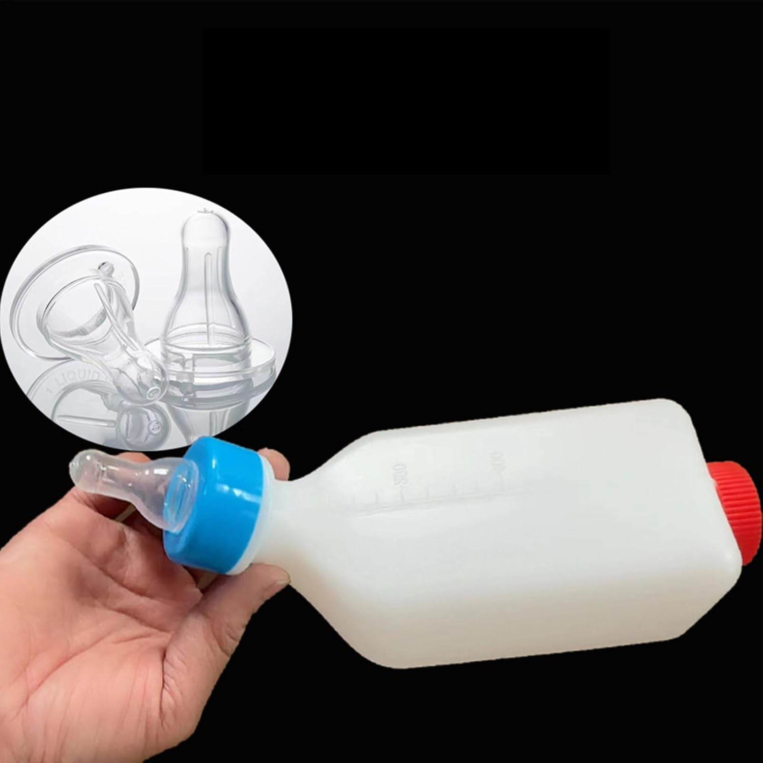 2PCS Lamb Feeding Bottle, 500/800ML Goat Calf Feeding Teats Bottles with Hand Grip, Sheep Feedings Bottles, Lamb Milk Feeder Bottle with Nipple for Dogs, Cow, Sheep image number 1