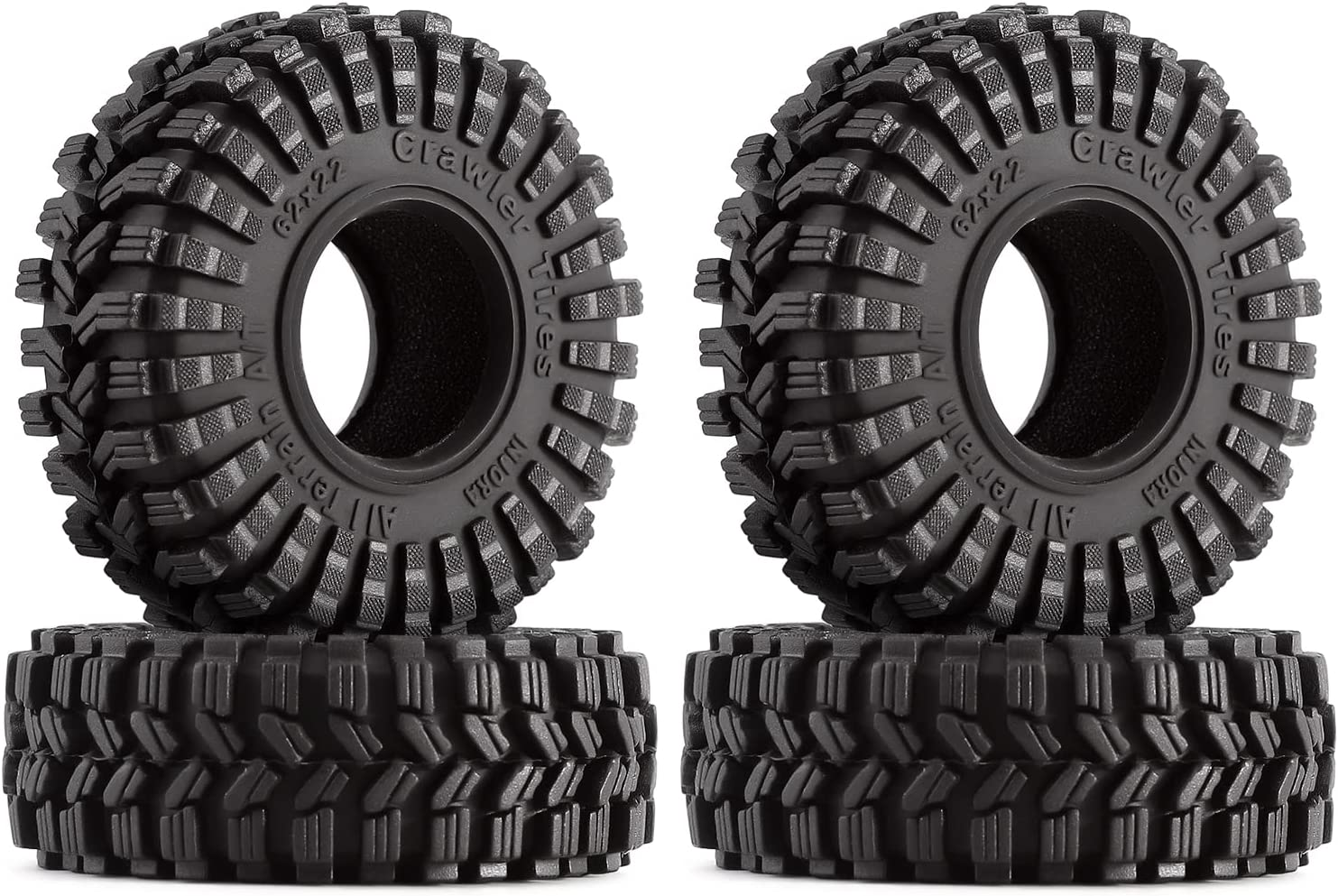 INJORA 1.0 Tires All Terrain Super Soft Sticky Tires for 1/18 TRX4M 1/24 RC Crawler Axial SCX24 FMS FCX24 Enduro24 (T1014) image number 1