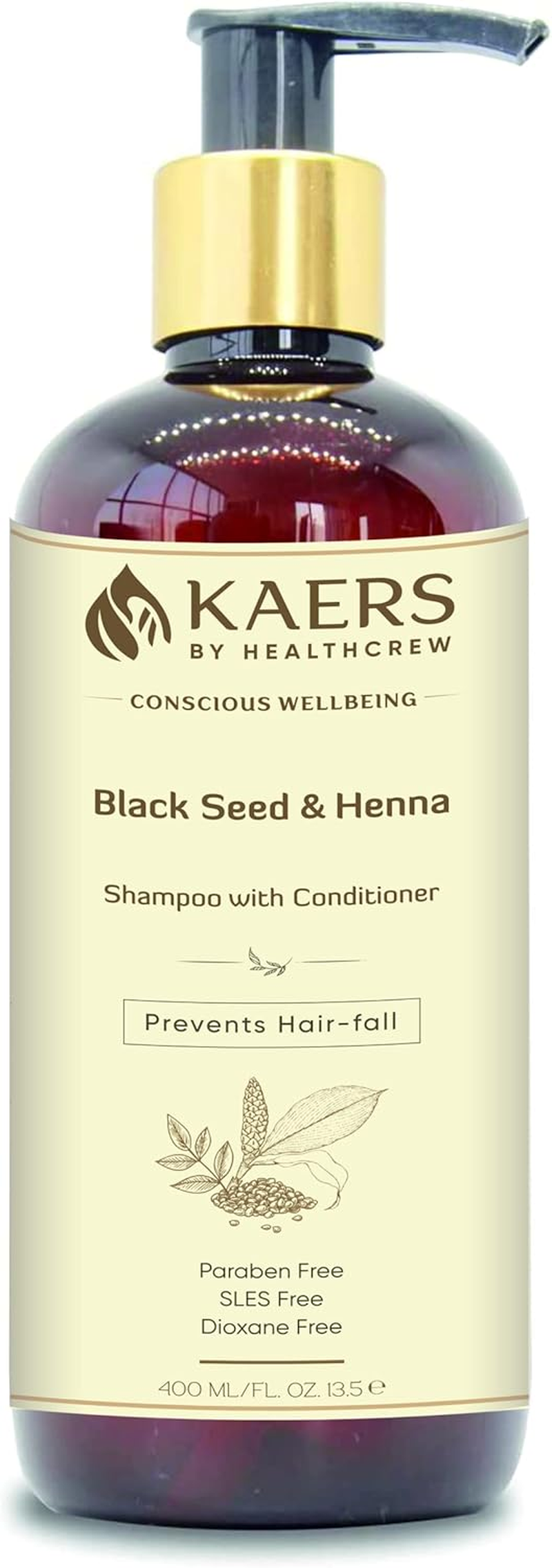 Kaers Kalonji Herbal Shampoo | Black Seed and Henna | Shampoo with Conditioner | Paraben Free, SLES Free, Dioxane Free | for All Hair Types | Smooth, Soft & Shiny Hair for Wow Effect | 400 ML image number 2