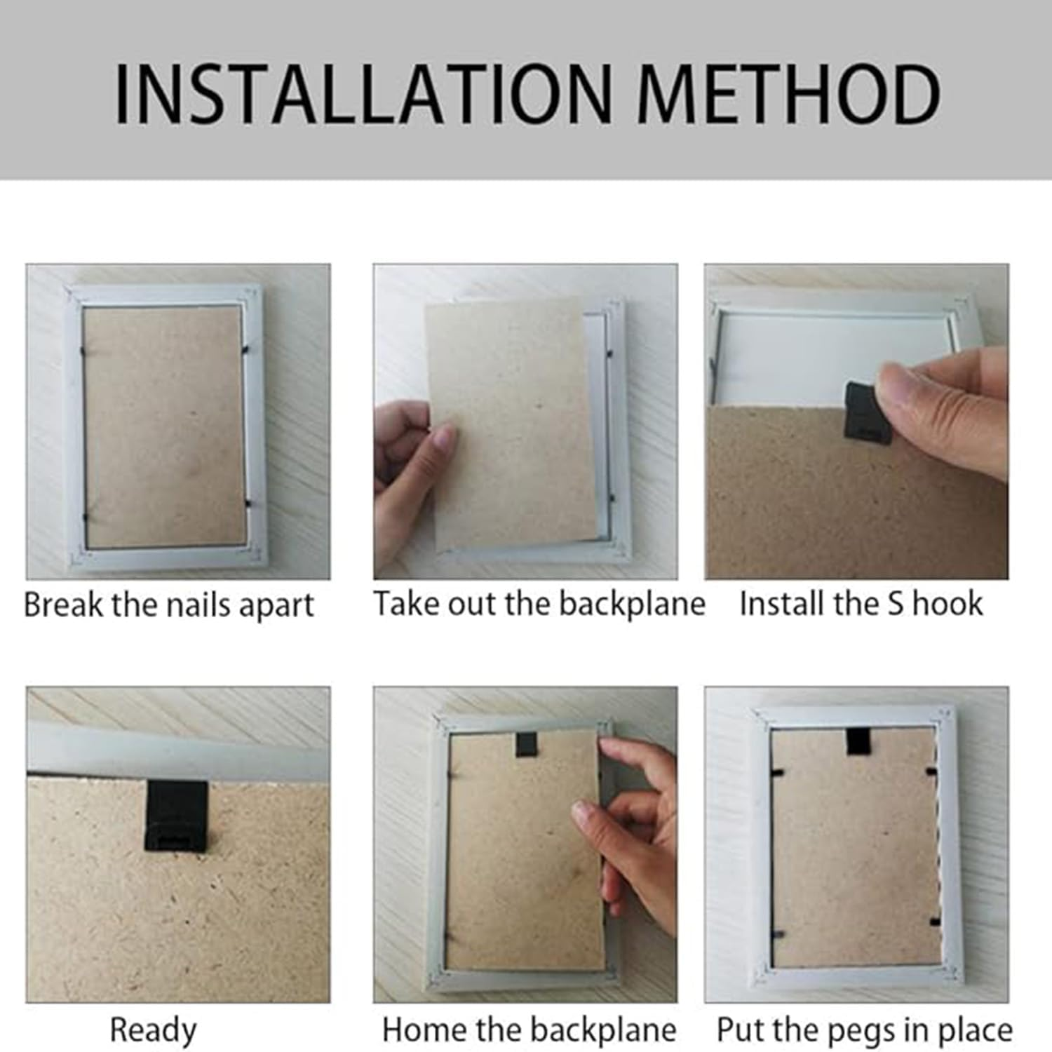 200Pcs Photo Frames Hanger Hooks, S-Shaped Black Metal Picture Hanging Clips, Sturdy Back Plate Serrated Clips Hook, Sawtooth Hanger for Home Office Wall Mount Album Artwork Painting Frames image number 3