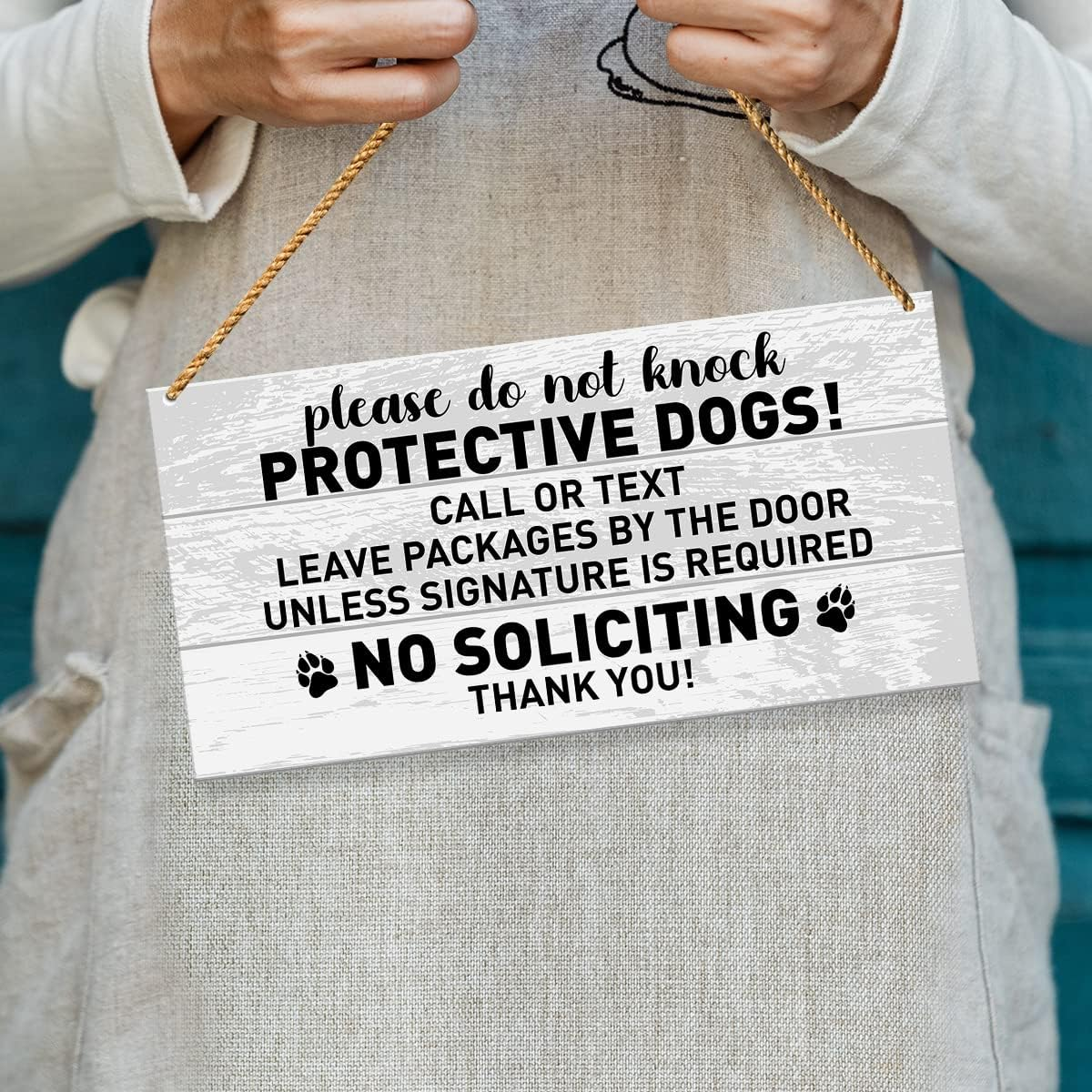 Dog Warning Sign, Please Do Not Knock Protective Dogs, Beware of Dog Sign for Home Front Door Decor, No Soliciting Dog Warning Sign for Gate Fence Yard Home Decoration, Dog Dad Mom Lover Owner Gifts - C image number 4