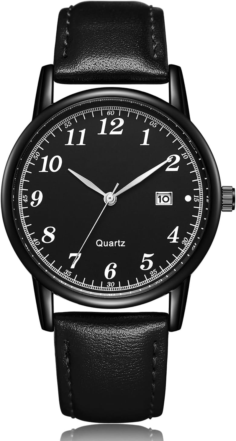 CIVO Watches for Men Military Leather: Waterproof Analog Quartz Minimalist Face - Sport Casual Date Wrist Watch