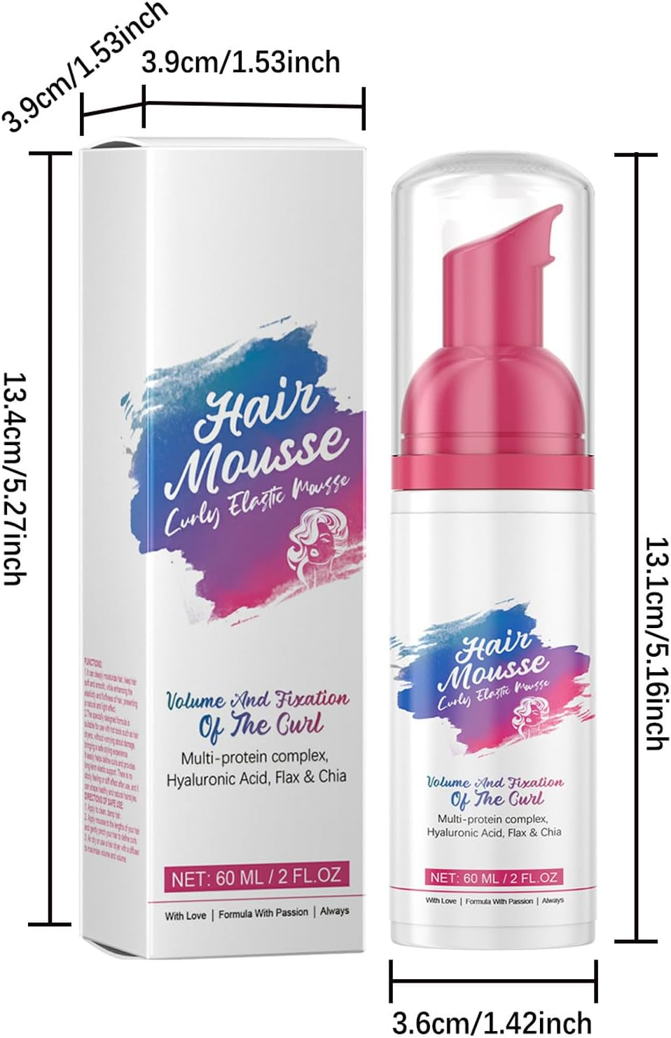 Pack of 2 Curly Curling Cream, Nourishing Gel Cream, Light Styling Balm for Curly Hair, Moisturising, Fluffy Elasticity, Strengthens Hair, Prevents Frizz, for Perfected Curls image number 6