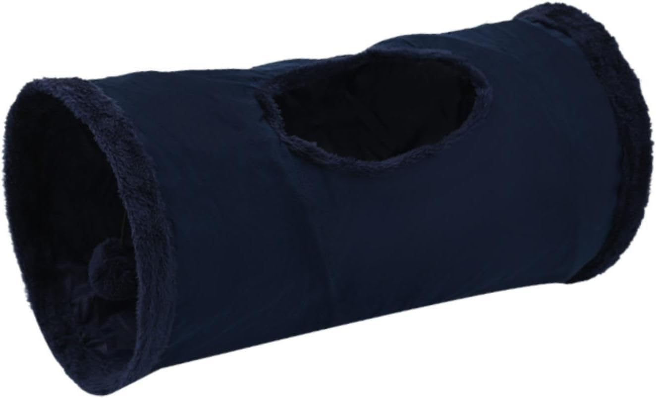 Yuksok Straight Cat Tunnel for Indoor Cats Foldable Tunnel Tube Hideout 19.69X9.84Inch Interactive Resting Scratch Resistant Cat Toy, Pink