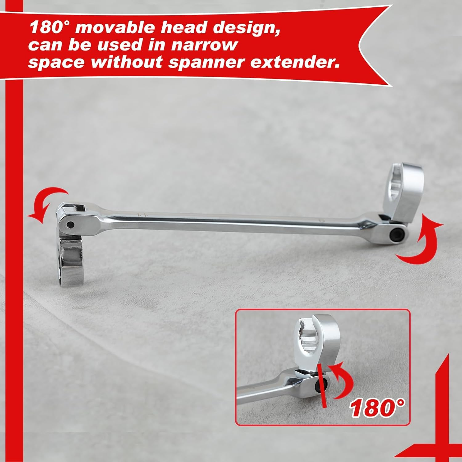 GOLD DEER Flex Head Flare Nut Wrench 10 * 12Mm Flare Nut Wrench Set Metric Flare Tool Double Flexible Flare Nut Line Wrench Flare Tool Flex Tools 40Cr for Automotive Repairs Plumbing Repairs image number 5