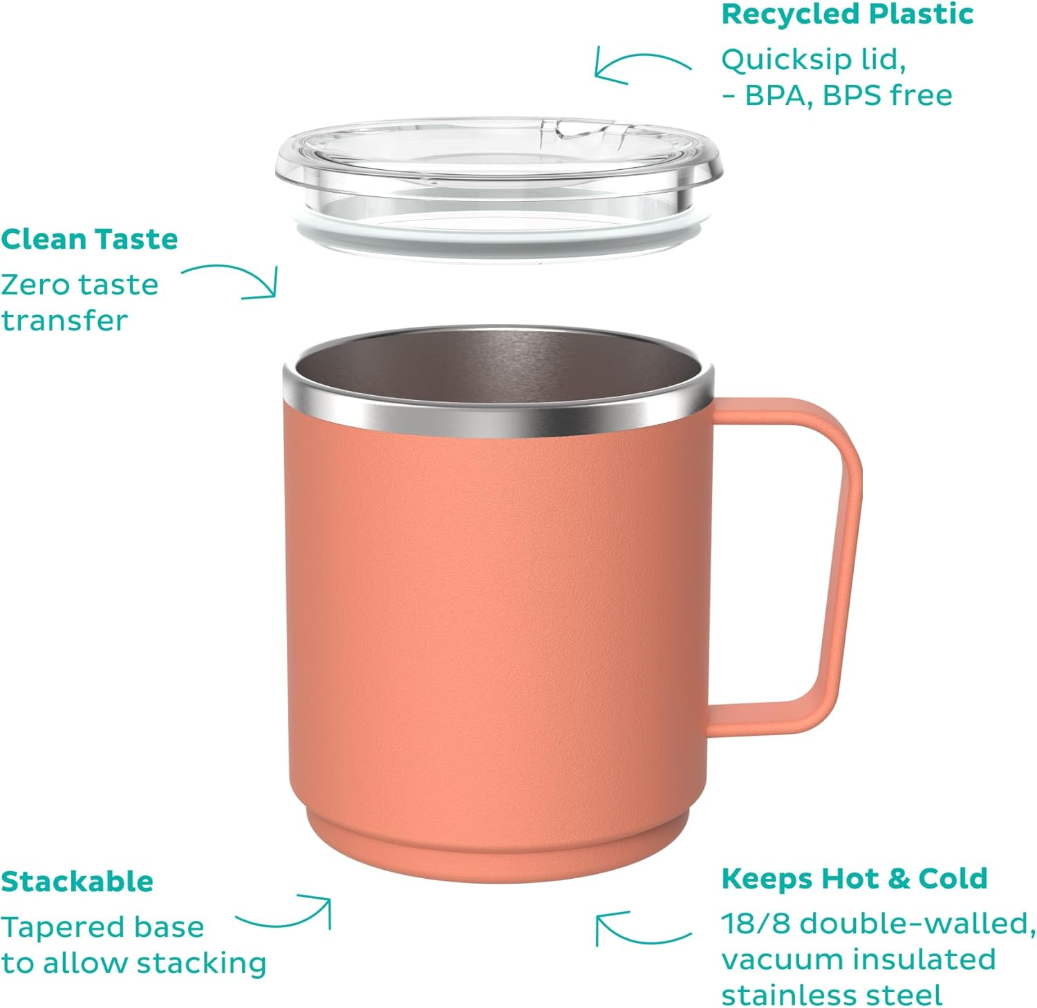 Keepcup Camp Mug, Reusable Stackable Insulated Stainless Steel with Splashproof Lid - 12Oz (340Ml) - Pine - Black image number 3