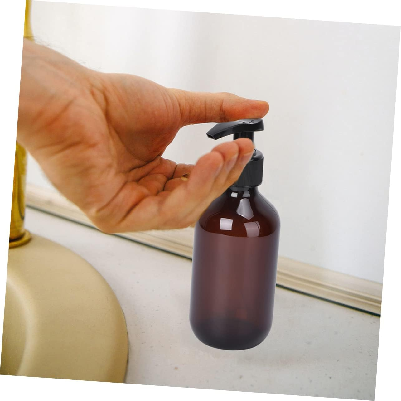 HONITANO 5Pcs 500Ml Brown Sub Packaging Bottles Refillable Cosmetic Dispensers for Shampoo Lotion Hand Soap Travel Bathroom Use image number 5