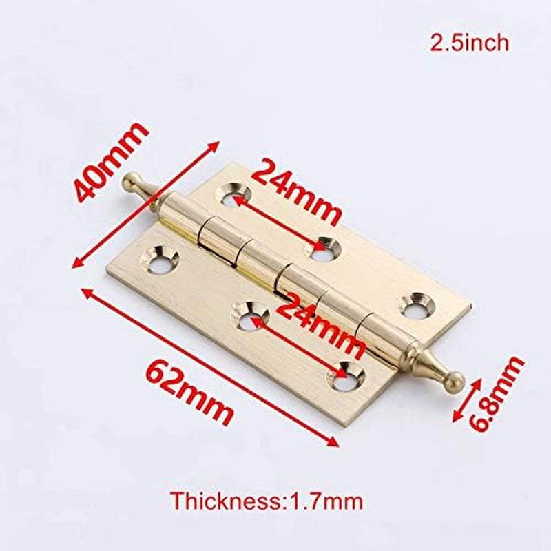 2Pack Decorative Solid Brass Cabinet Cupboard Door Decorative Butt Hinges Furniture Hardware Lot 2.5Inch (2,2.5")