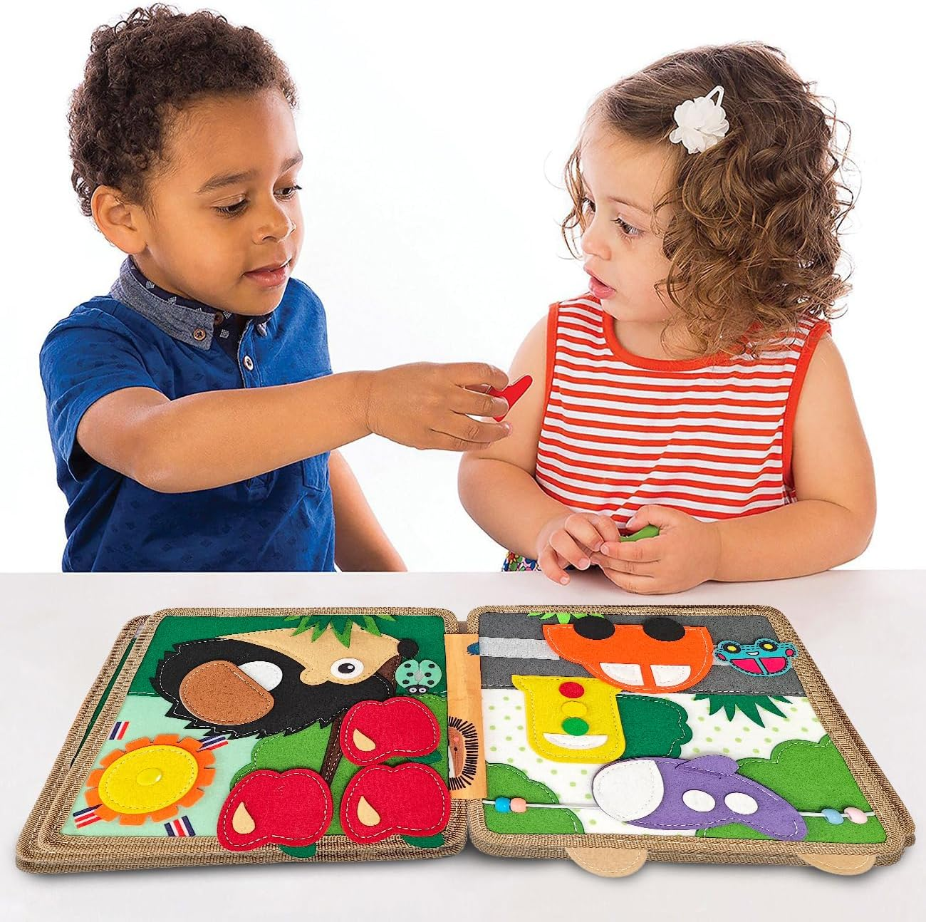 Busy Book for Toddlers, Toddler Busy Board Felt Quiet Book Including 9 Themes Preschool Learning Activities Educational Sensory Toy for Kids Gift, 3D Rainbow Montessori Board Sensory Toy image number 1