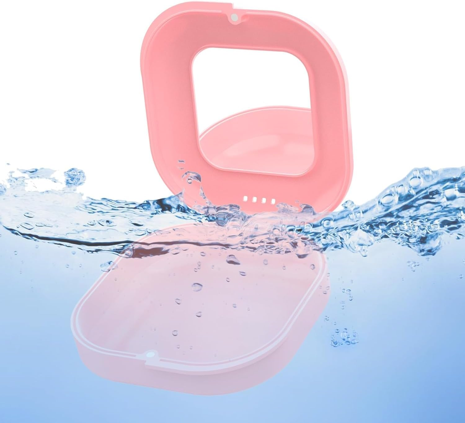 Retainer Case with Mirror & Adjustable Vent Holes &ndash; Slim Aligner Case Compatible with Invisalign & Night Mouth Guards, Includes Remover Tool Chewies and Brush- Cute & Portable Holder （Pink） image number 5