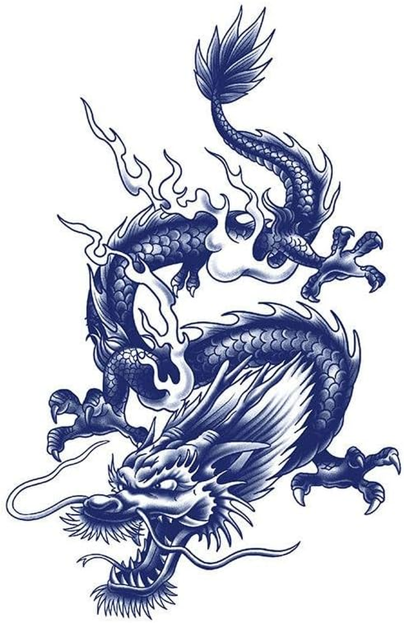 5 Pc Waterproof Long-Lasting Flower Arm Large Picture Back Simulation Tattoo Semi-Permanent Herbal Dragon Totem Temporary Tattoo Sticker - B-0205 image number 7