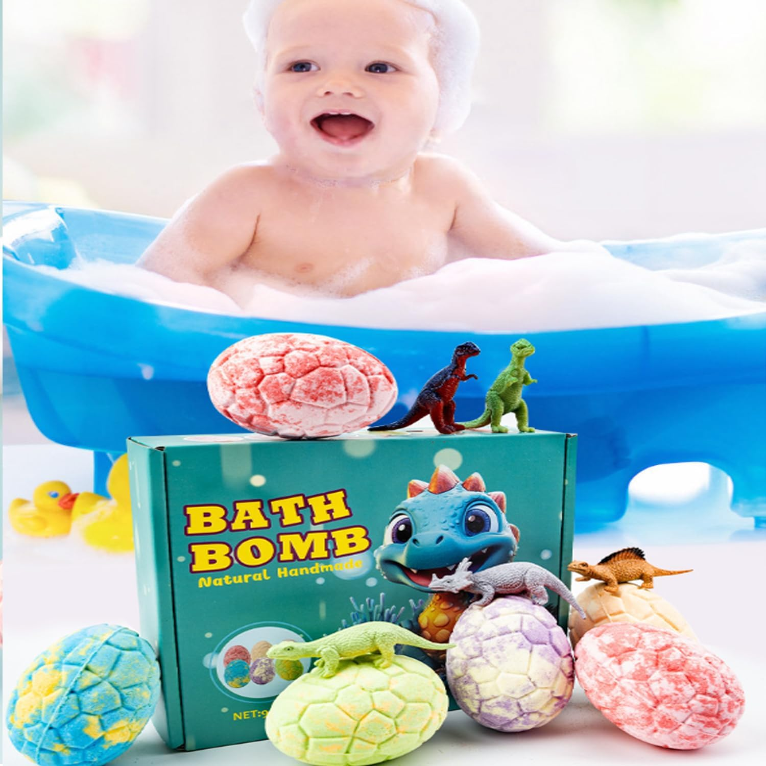 Bath Bombs with Surprise Dinosaur Toys Inside, 6 Pack Organic and Natural Bubble Bath Bombs, Bath Bomb Set for Birthday image number 2