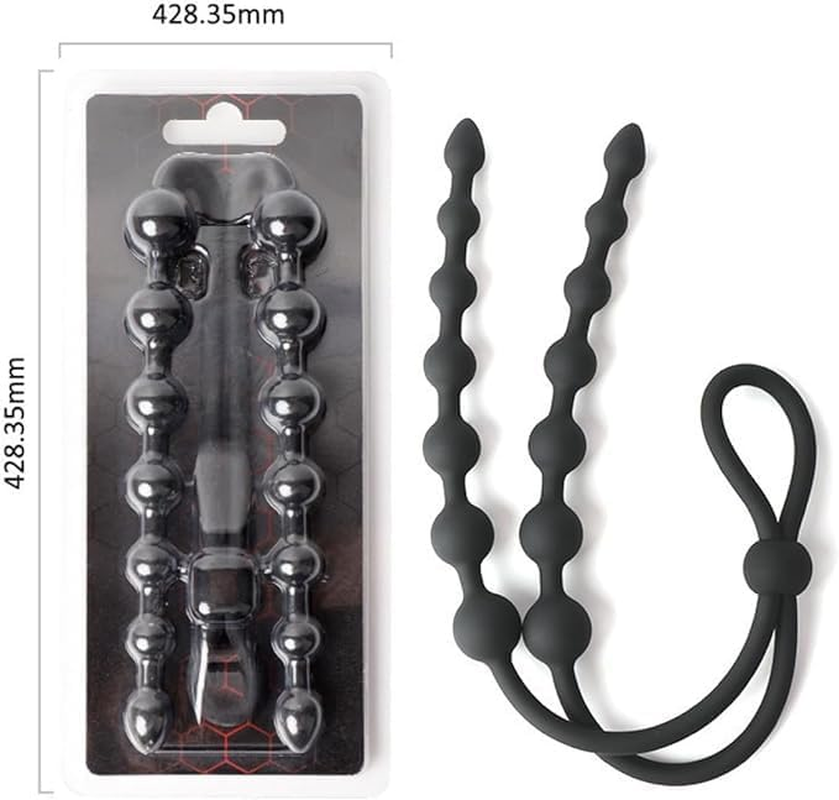 Silicone Anal Bead Anal Plug Cock Penis Ring Adjustable Delay Head Glans Ring Male Masturbation with Multi-Function Anal Chain Beads Fetish Sex Toys