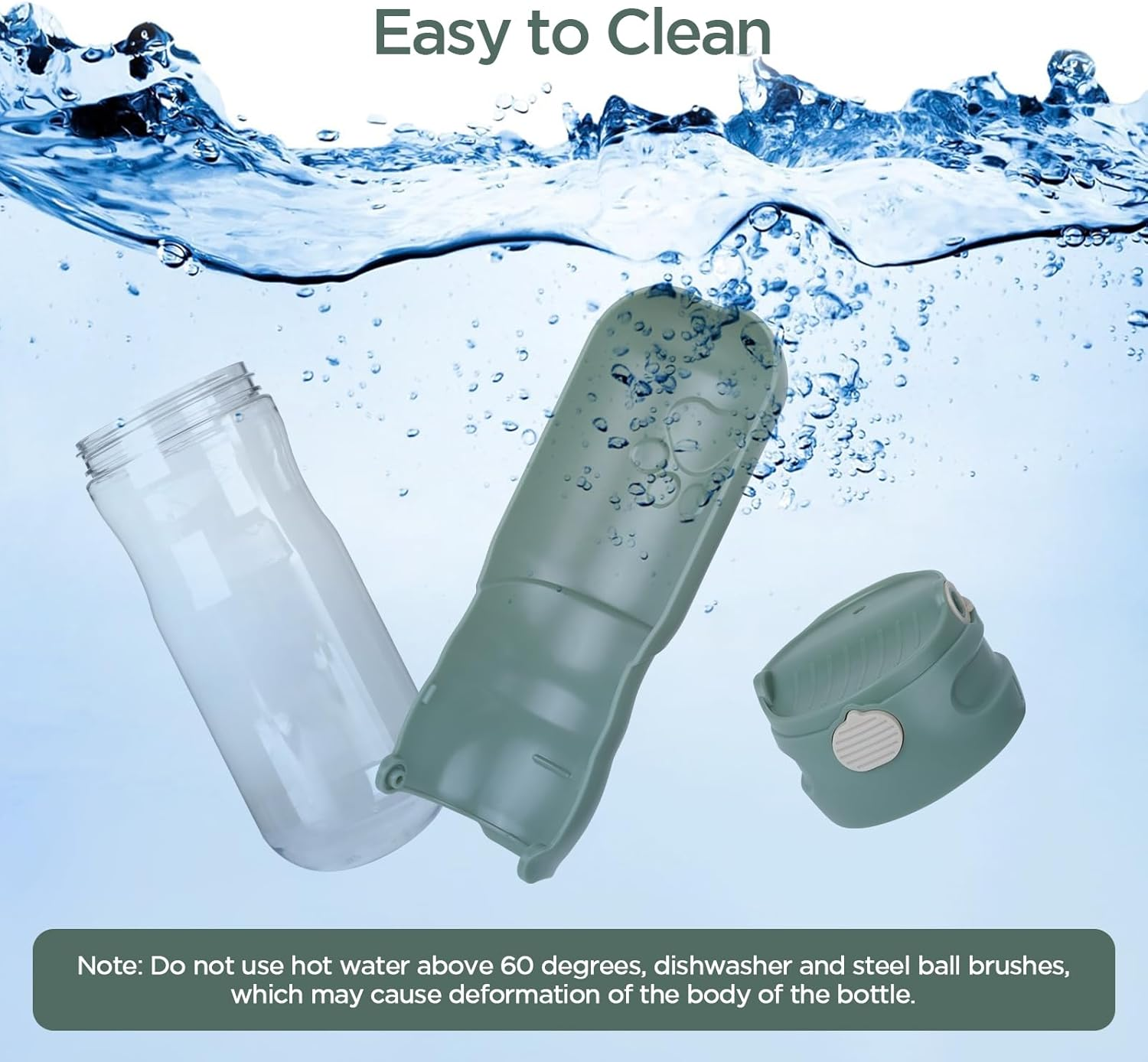 Aiqinu 520 Ml Dog Water Bottle, 180&deg; Foldable Dog Cat Pets Leak-Proof Water Bottle, Portable Dog Water Bottle for Small Pet for Hiking Travel