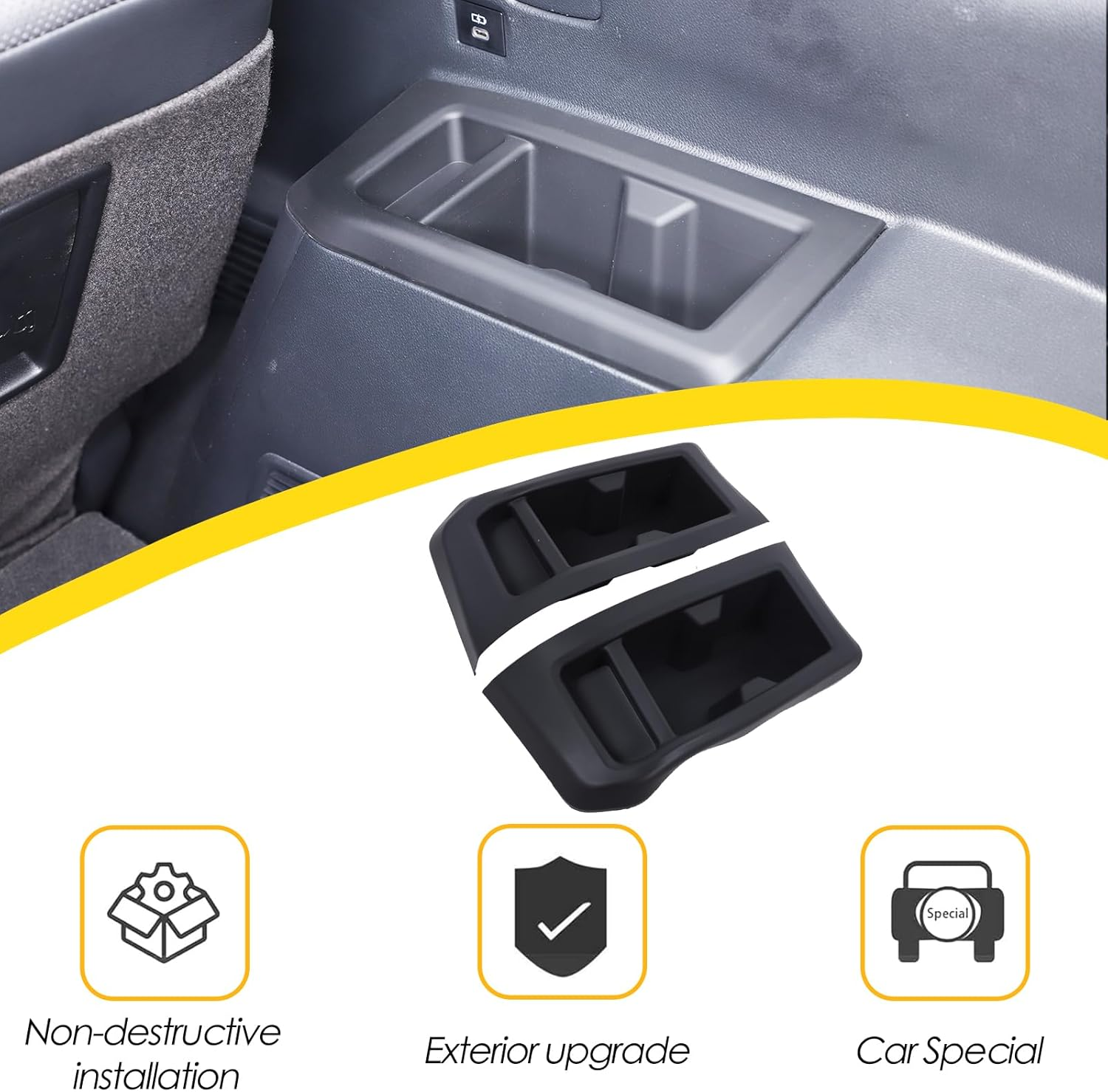 Car Third Row Cup Holder Compatible with Toyota Land Cruiser 250 Prado J250 LC250 2024 2025 Accessories, Third Row Door Armrest Drink Water Cup Holder Insert, (Low Version) image number 5