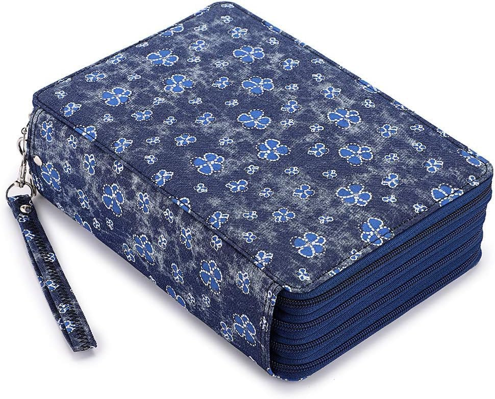 200 Slots Colored Pencil Organizer - Deluxe PU Leather Pencil Case Holder with Removal Handle Strap Pencil Box Large for Colored Pencils Watercolor Pencils (Slots Black)