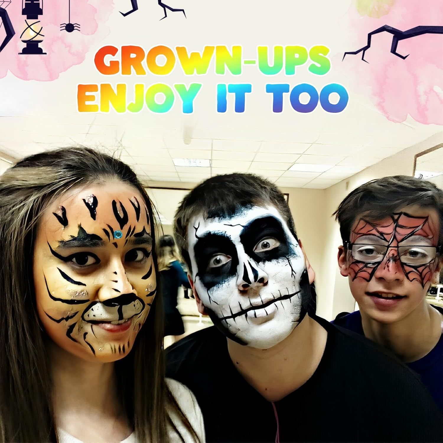 Face Painting Kit for Kids, Multi-Colour Washable Non-Toxic Face Body Paint Set with 7 Brushes,Stencils,Finger Cap,Sponge, Water Based Professional Body Art Face Makeup Palette for Party Cosplay