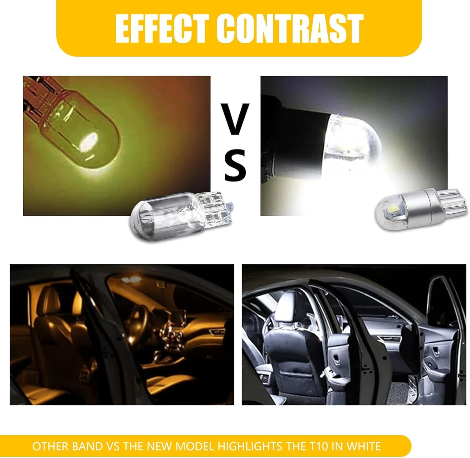 10 PCS T10 Car Width Indicator Light, 10Mm X 25Mm 7000-7500K 2400LM Fiberglass Plate High Brightness License Plate Light, 360&deg; Lighting Replacement Accessory, Suitable for Most Models (White) image number 5