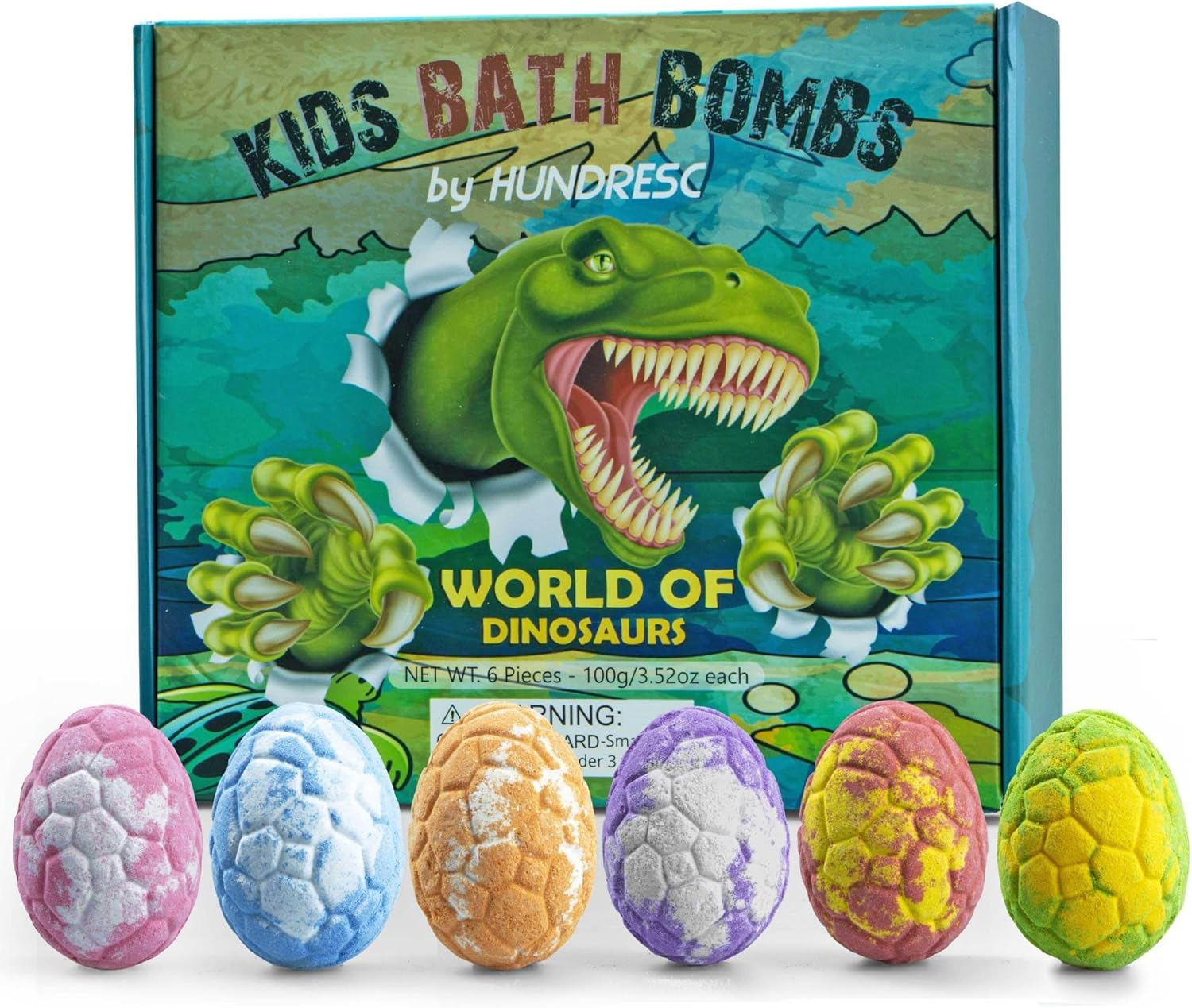 6Pcs Bath Bombs for Kids with Surprise Toys Inside, Dinosaur Bath Bomb Rich in Essential Oil, Gentle Safe Bath Bomb Gifts Set (Dinosaur) image number 6
