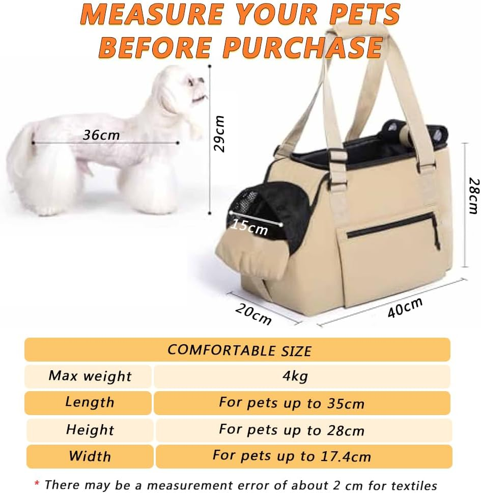 Dog Purse Carrier for Small Dogs and Cats, Soft Sided Cozy Plush Pet Bag Carrier, Lightweight Pet Tote Bag with Secure Harness Clip