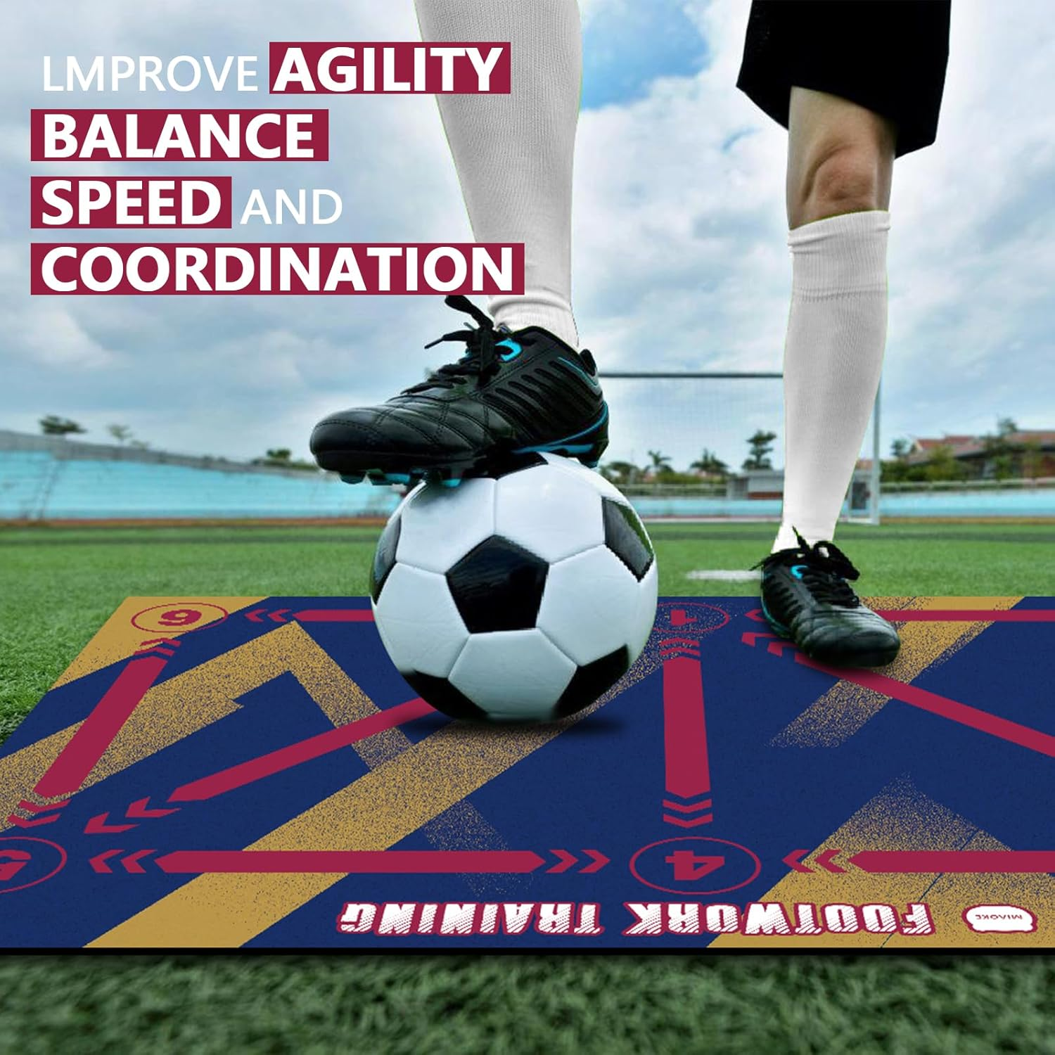 MIAOKE Soccer Training Mat, Football Footstep Training Mat for All Levels, Anti-Skid Soccer Footwork Training Mat,Equipment for All Ages to Improve Speed, Strength (Classic) image number 5