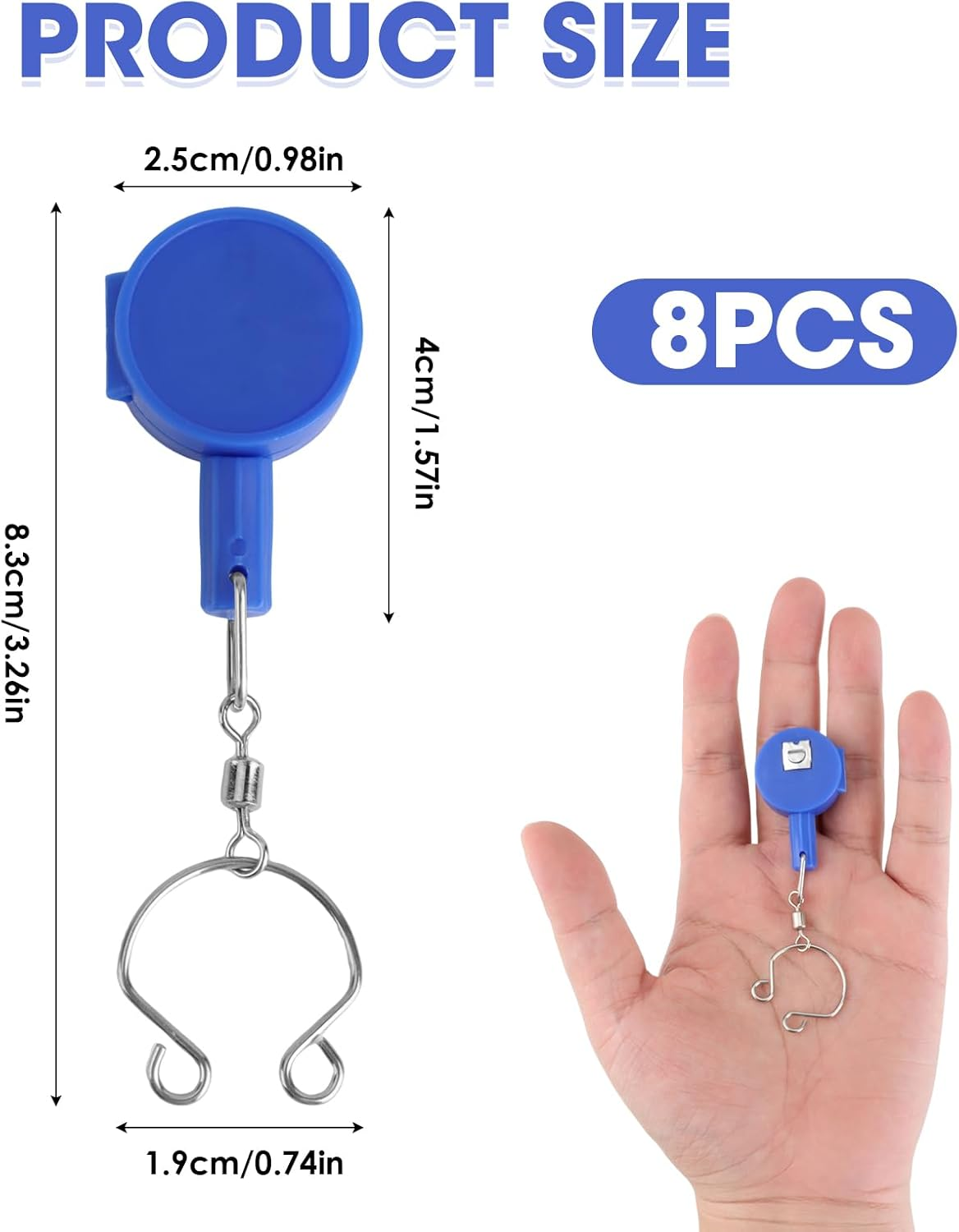 Ozessence 8 Pcs Fishing Knot Tying Tool, Strong and Rust-Proof Fishing Hook Tie Tool, Operation Brief Protect Fingers from Sharp Hooks for Beginner for Jig Heads, 3/0 Circle Hooks & 2/0 Extra Wide image number 1