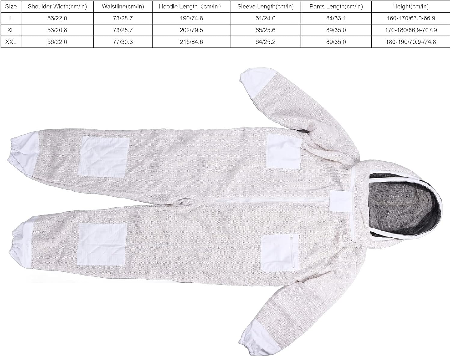 Professional Siamese Bee Suit, 3 Layer, Net Space Suit, Ventilated Bee Suit for Beekeeper, Practical Pocket Design Beekeepers Suit (XXL) image number 3
